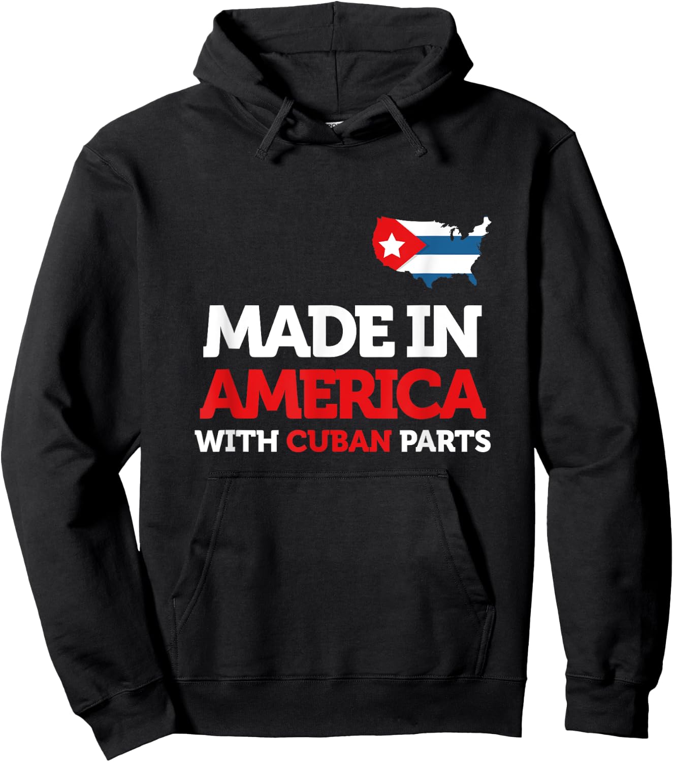 Made in America With Cuban Parts Cuba USA Gifts Funny Hoodie - Hoodie | Black
