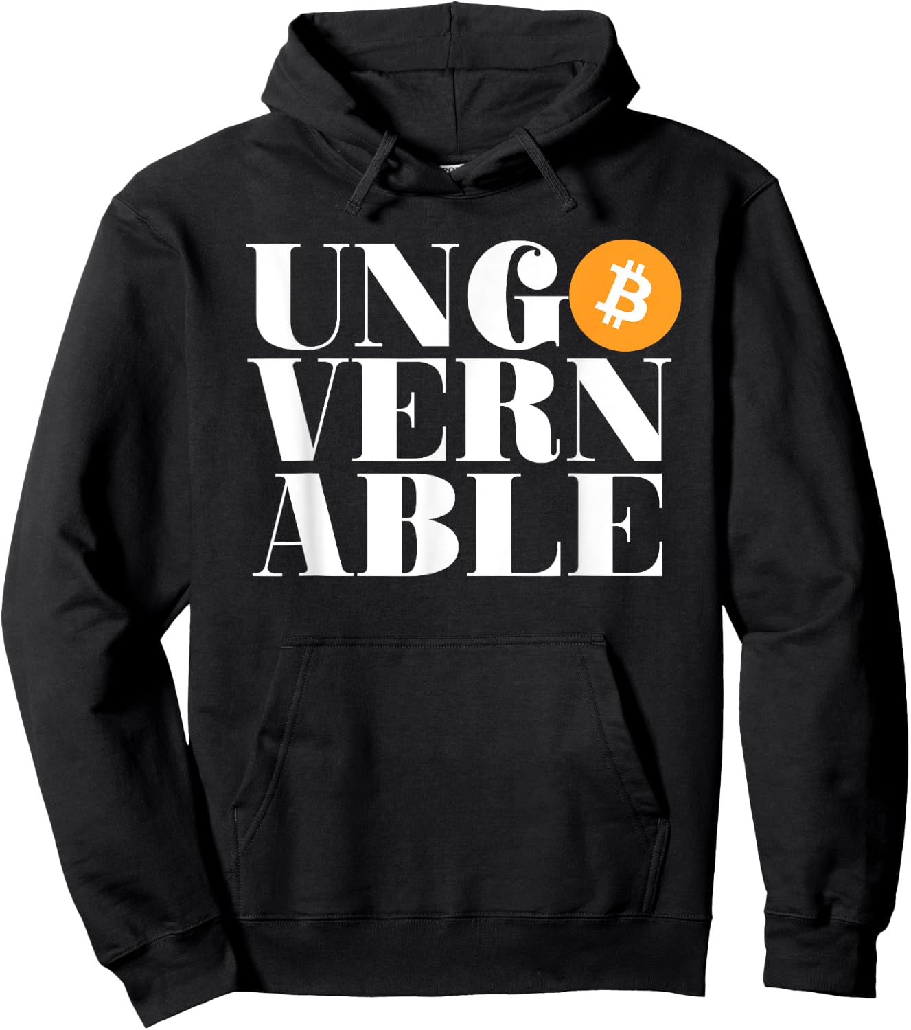 Ungovernable Bitcoin (Text Only Typography Print) Hoodie - Hoodie | Black