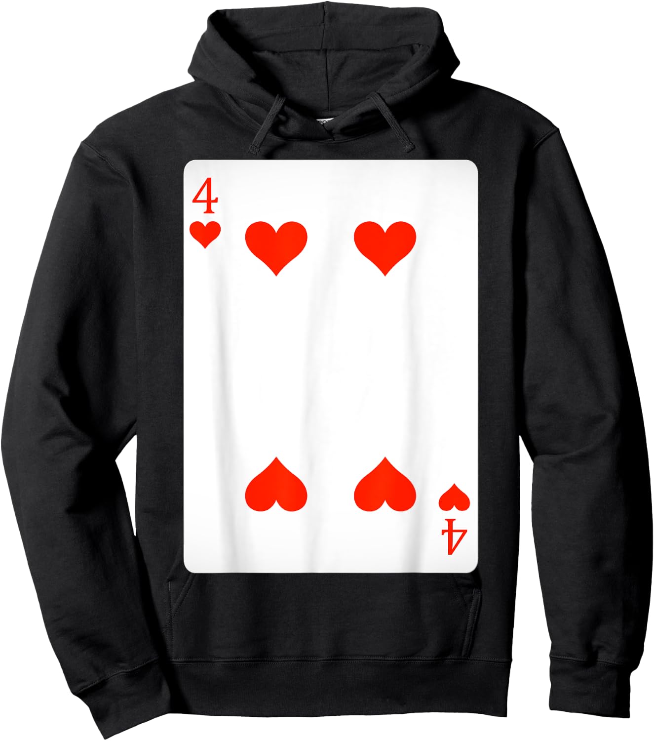 4 Four Of Hearts Playing Cards Shirt Easy Halloween Costume Hoodie - Hoodie | Black