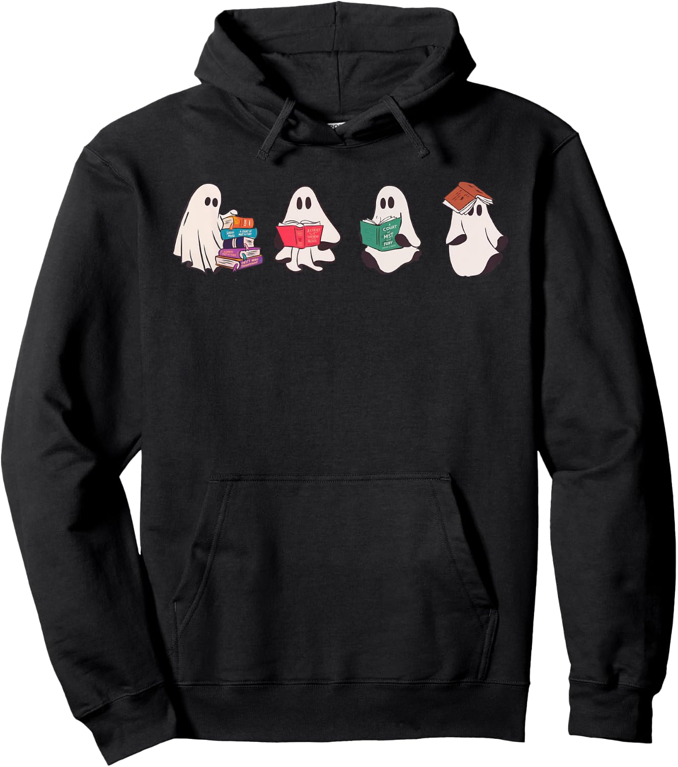 Ghost Bookish SJM Book Reader Halloween Boo Cute Retro Hoodie - Hoodie | Black