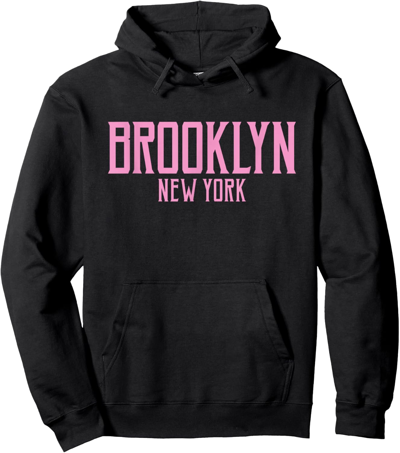 Brooklyn New York Text Pink Print Hoodie - Hoodie | Black