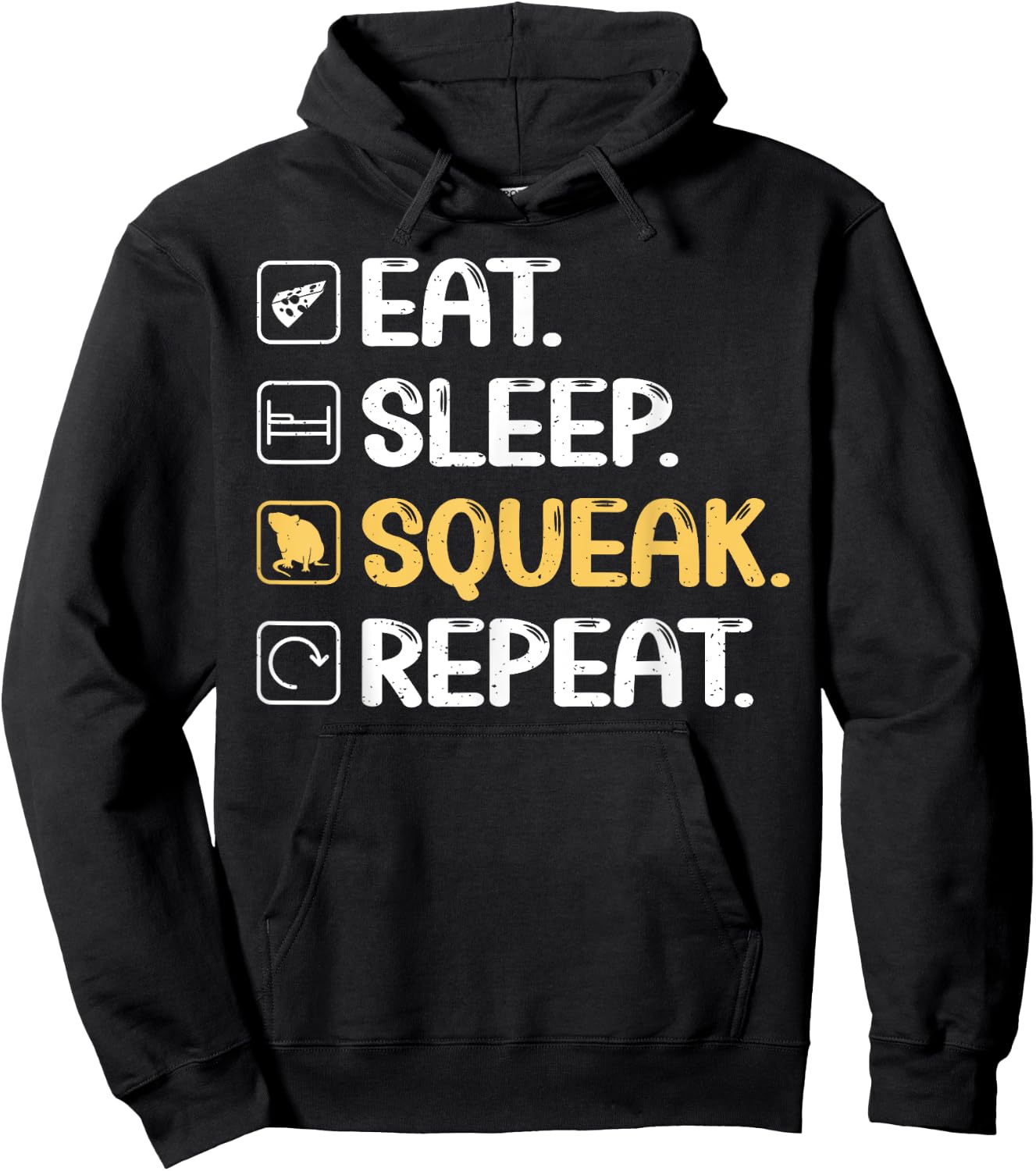 Eat Sleep Squeak Repeat Mouse Hoodie - Hoodie | Black