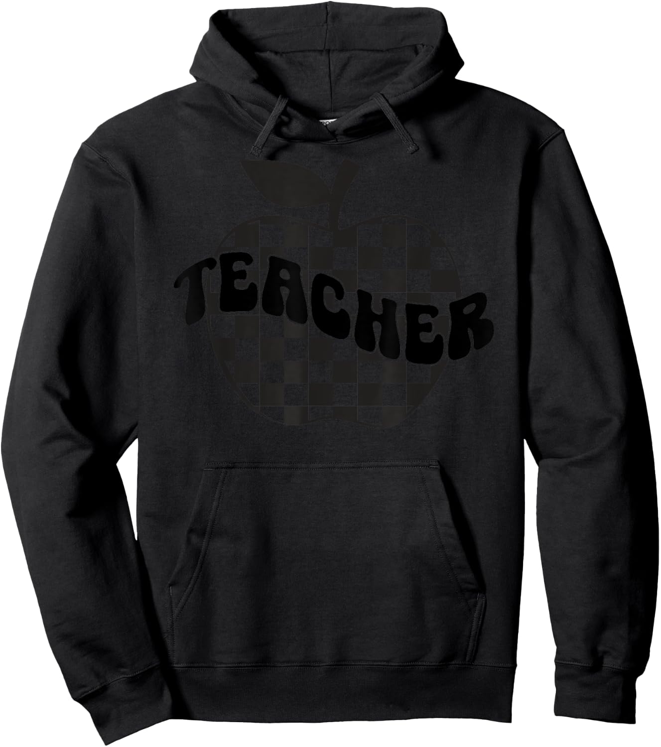 Back to School Checkered Apple Teacher Checkerboard Teacher Women Girls Kids Hoodie - Hoodie | Black