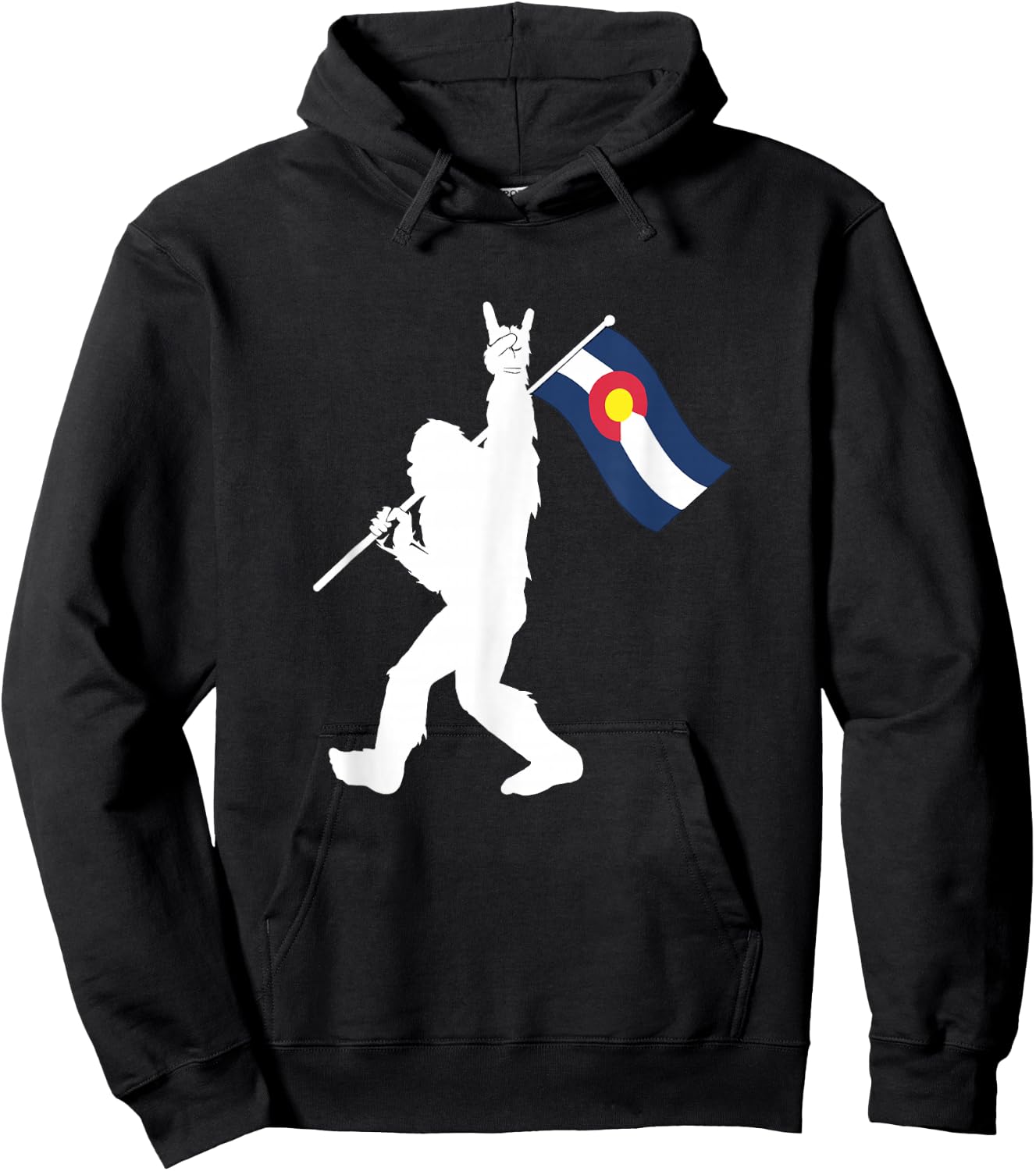 Colorado Bigfoot Rock and Roll Gift Squatch Believers Hoodie - Hoodie | Black