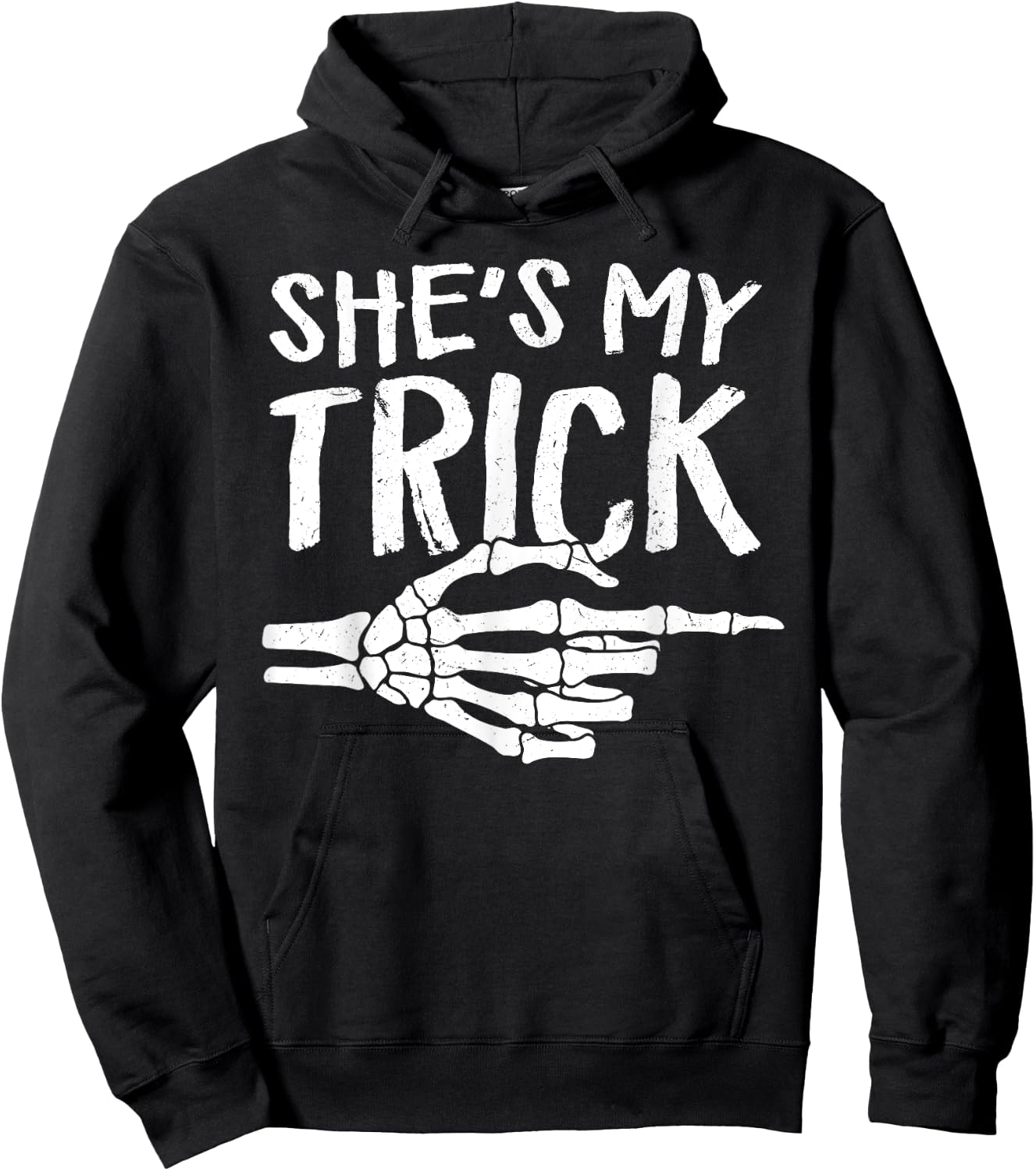 She's My Trick Matching Couple Halloween Costume Boyfriend Hoodie - Hoodie | Black