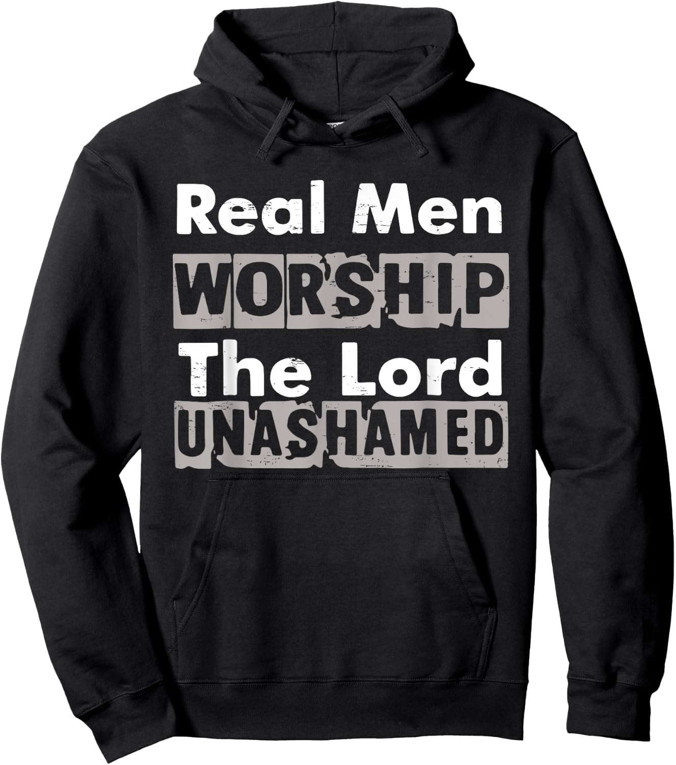 Real Men Worship The Lord Unashamed Retro God Jesus Faith Hoodie - Hoodie | Black