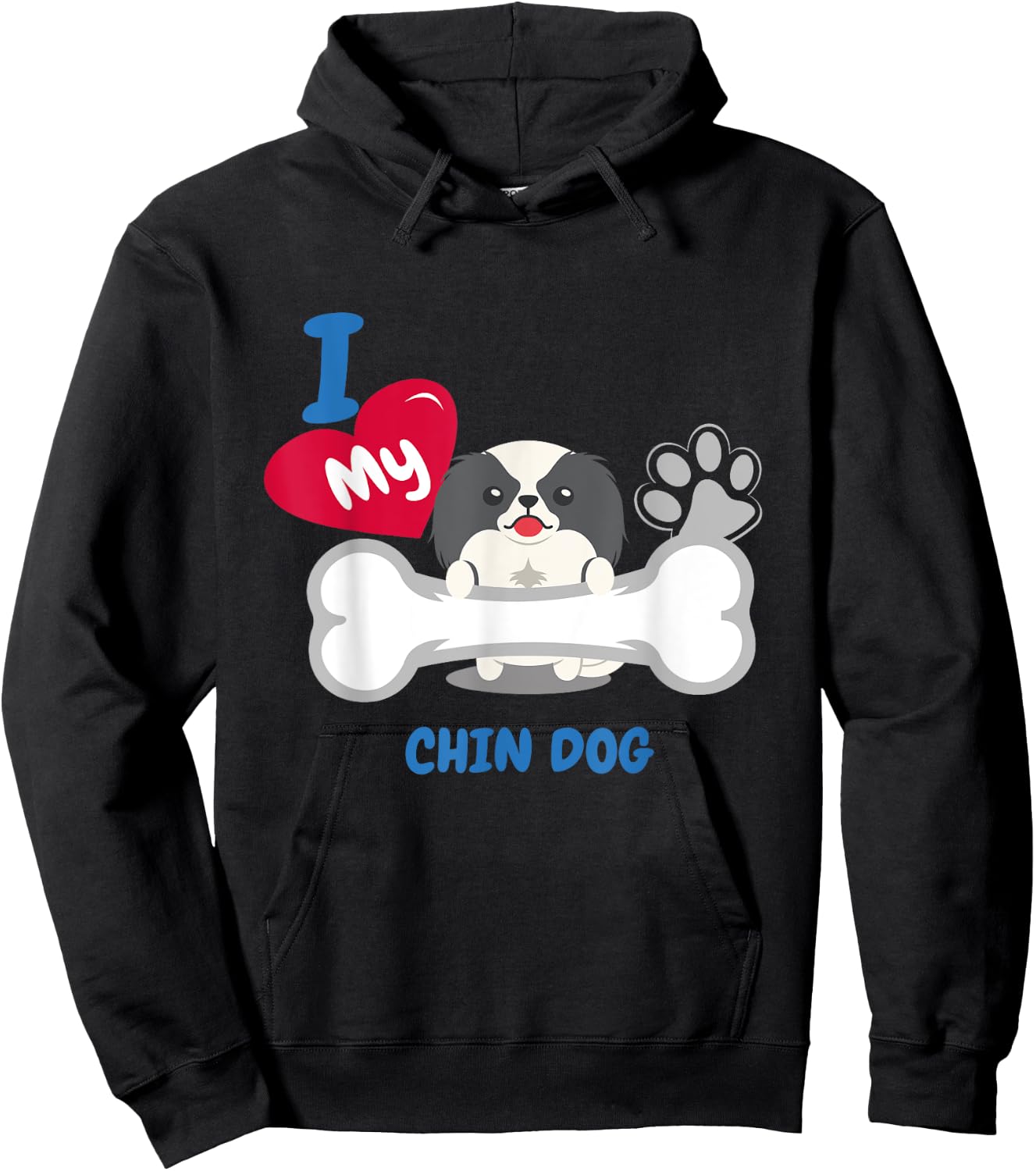 Japanese Chin - I Love My Chin Dog Hoodie - Hoodie | Black