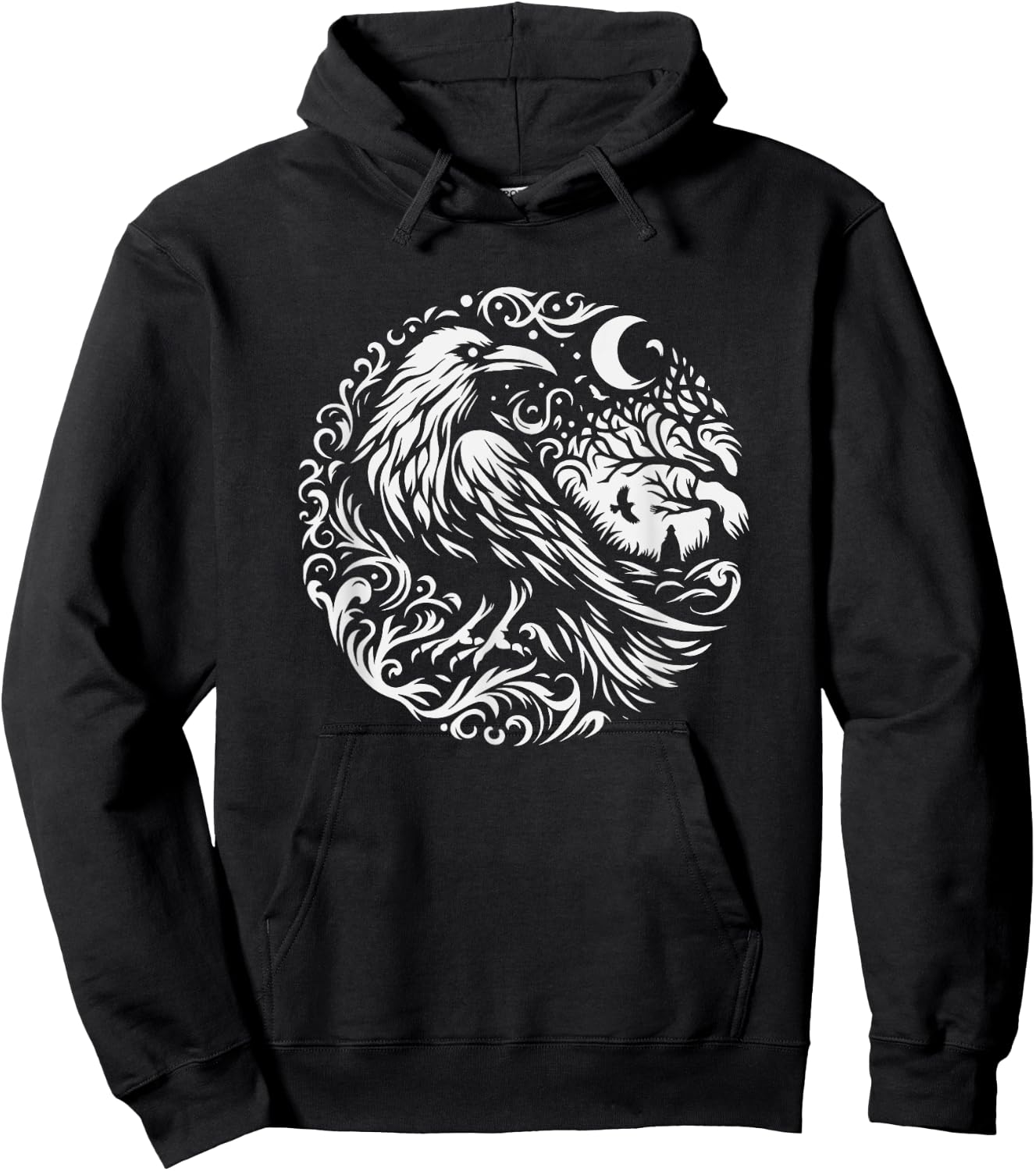 Raven Graphic Art Crow Design And Men Hoodie - Hoodie | Black