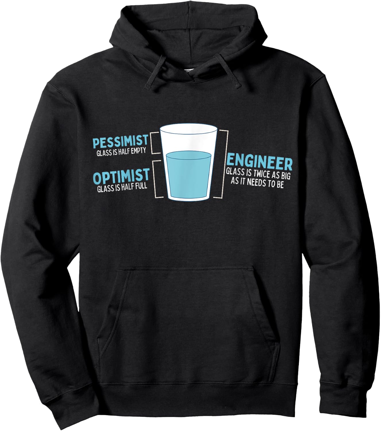 Funny Optimist Pessimist Engineer STEM Student Hoodie - Hoodie | Black