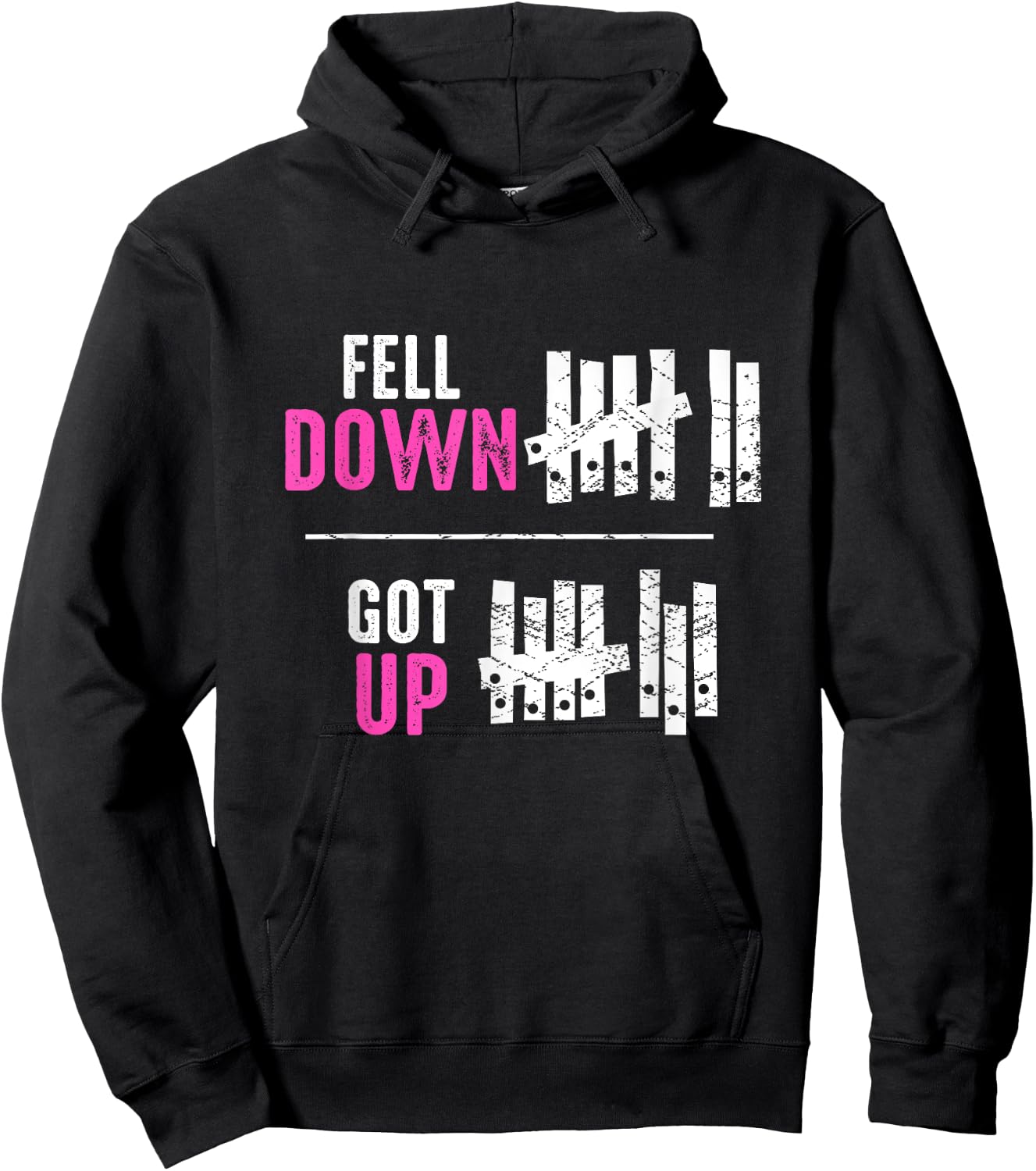 Fell Down Got Up Motivational Funny Positive Women Hoodie - Hoodie | Black