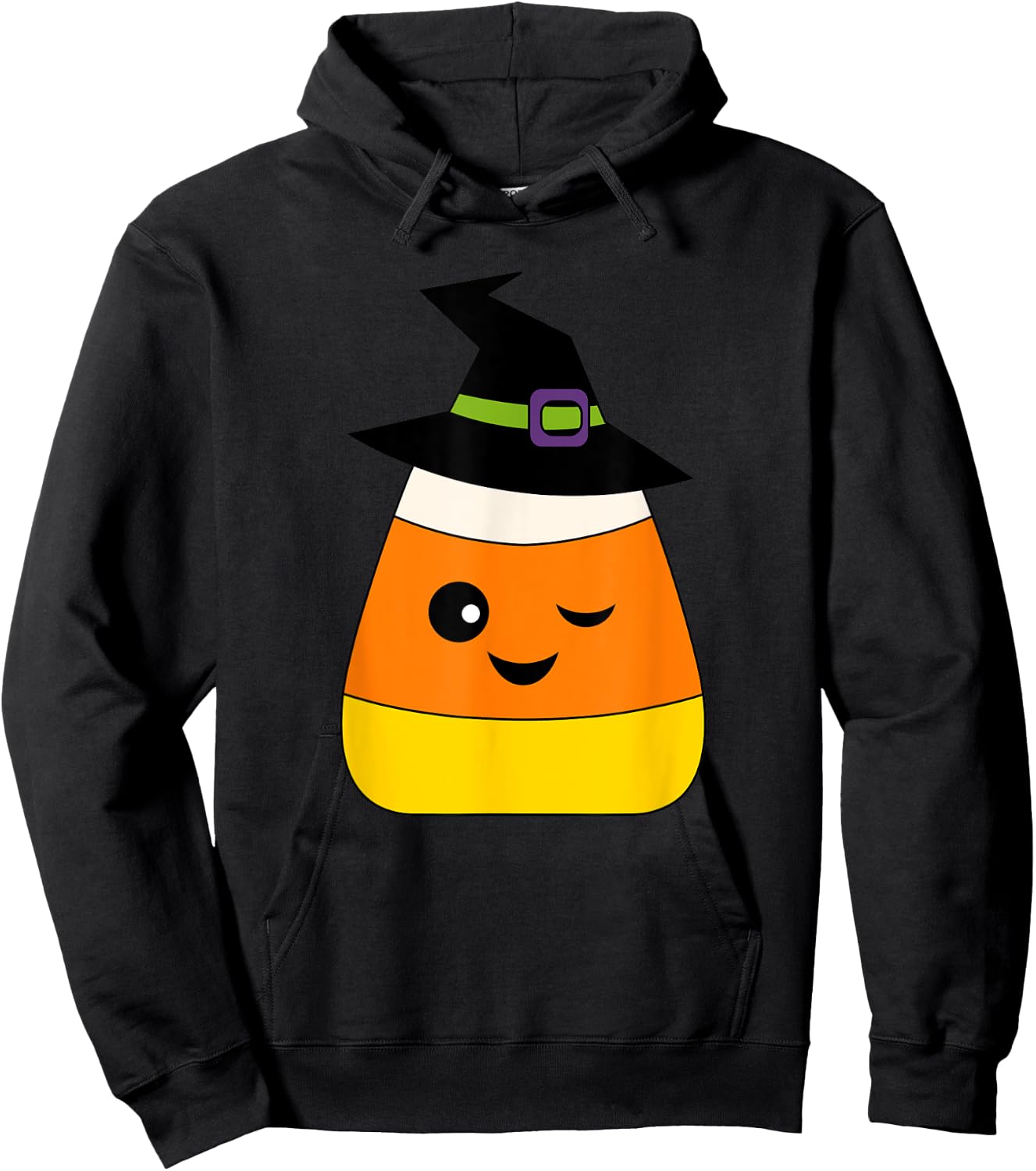 Candy Corn Emoticon Winky Face Witch Funny Halloween Hoodie - Hoodie | Black