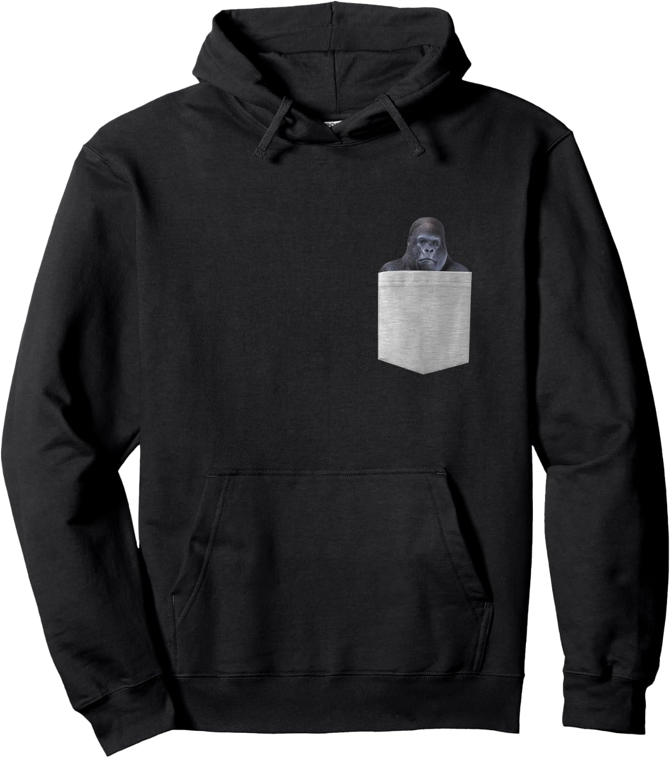 Gorilla In Your Pocket Funny Peeking Ape Monkey Wildlife Hoodie - Hoodie | Black