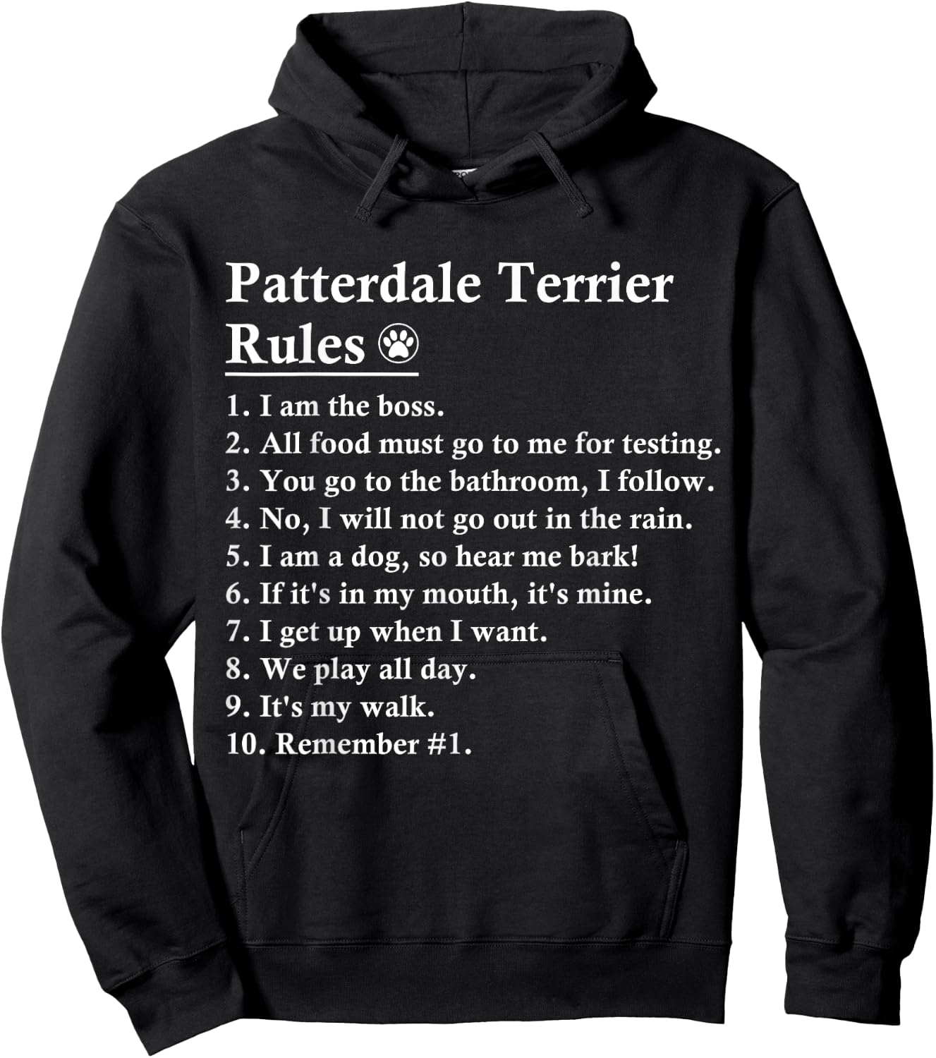 Funny Patterdale Terrier Dog Rules Women Girls Kids Hoodie - Hoodie | Black