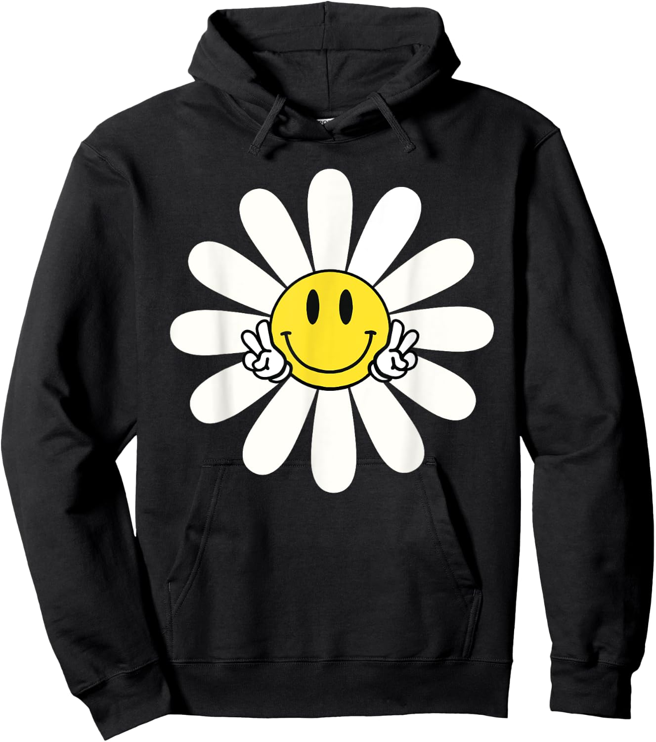 Nice white Daisies Flower Cute Daisies Flower Smile Face Hoodie - Hoodie | Black