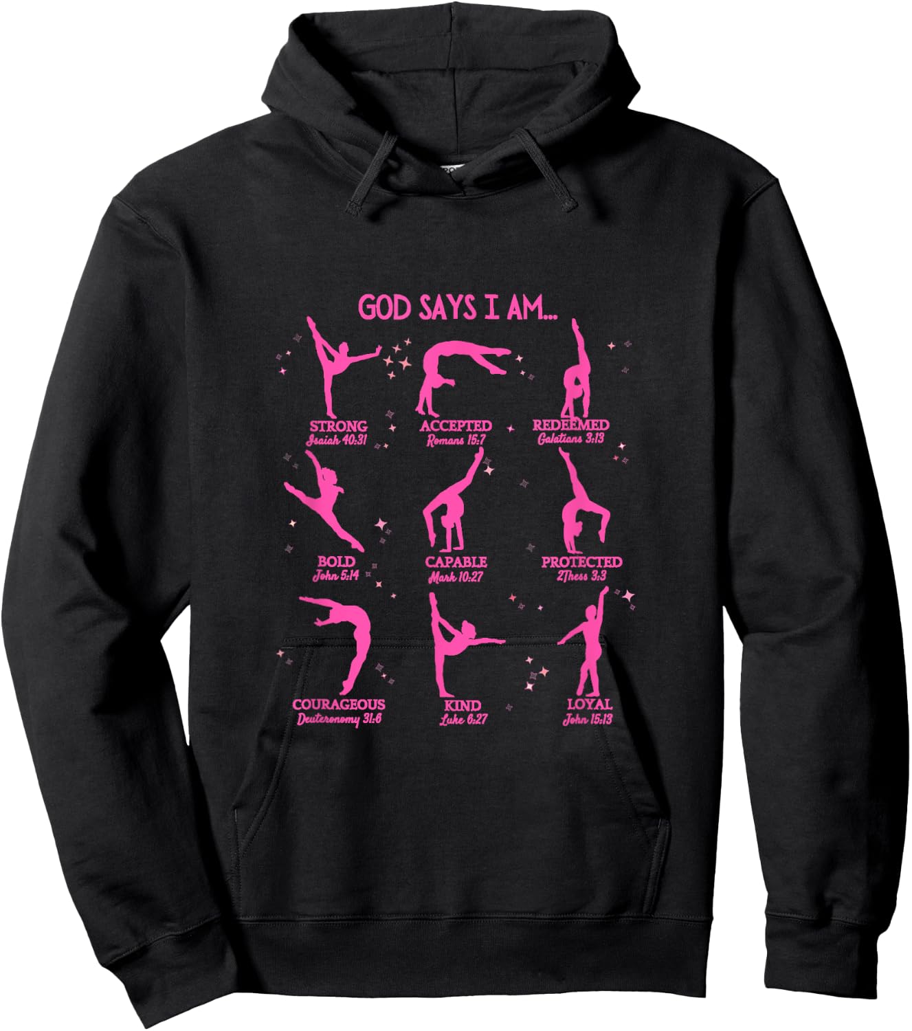 Gymnastics God Says I Am Bible Verse Gymnast Christian Jesus Hoodie - Hoodie | Black