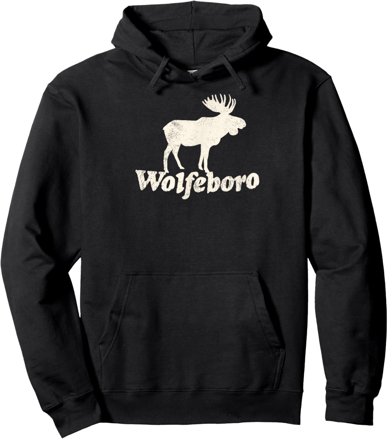 Wolfeboro, NH Vacation Moose Hoodie - Hoodie | Black