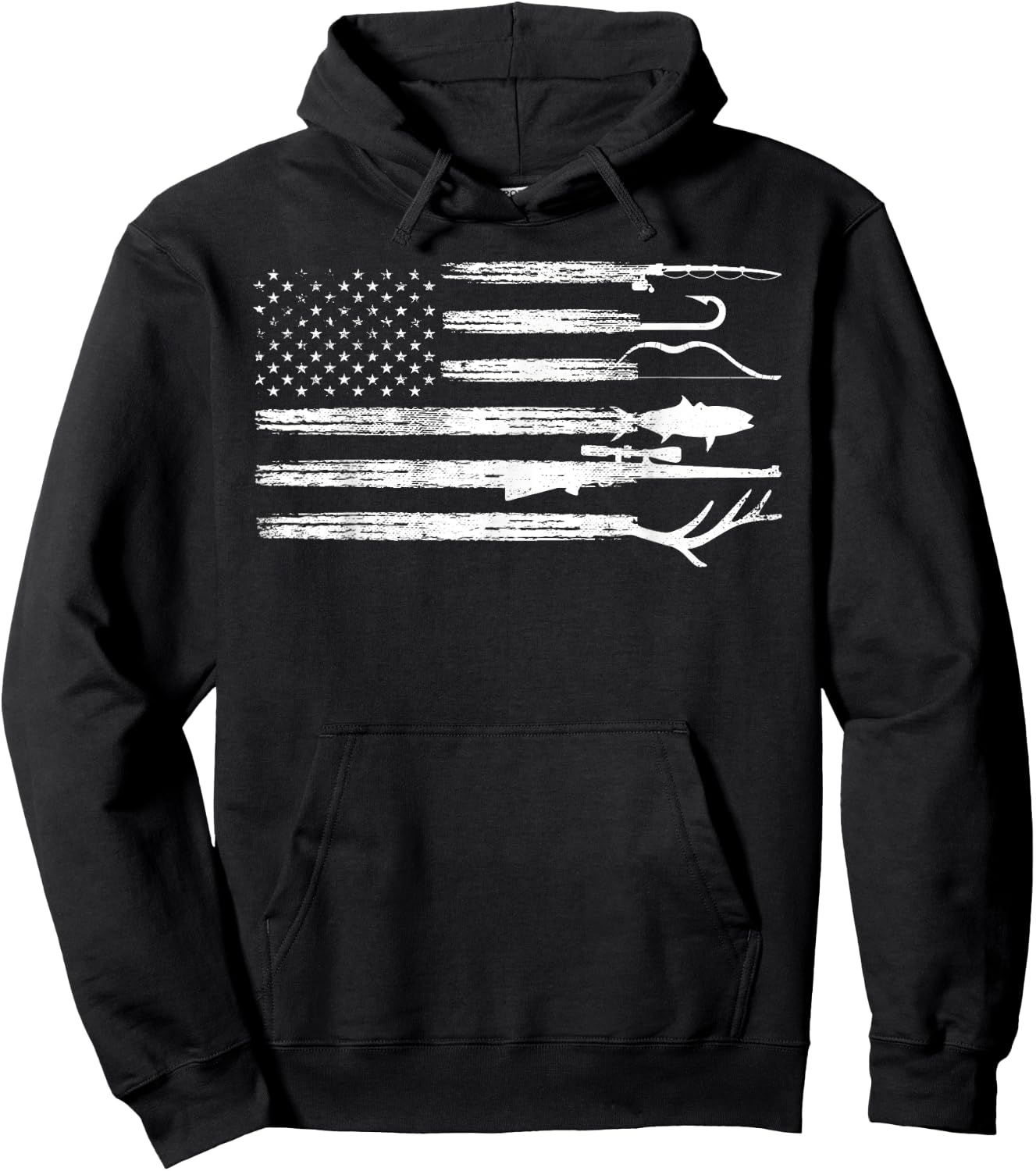 Fishing Flag Deer Buck Camoflage Hunting Fishing Hoodie - Hoodie | Black