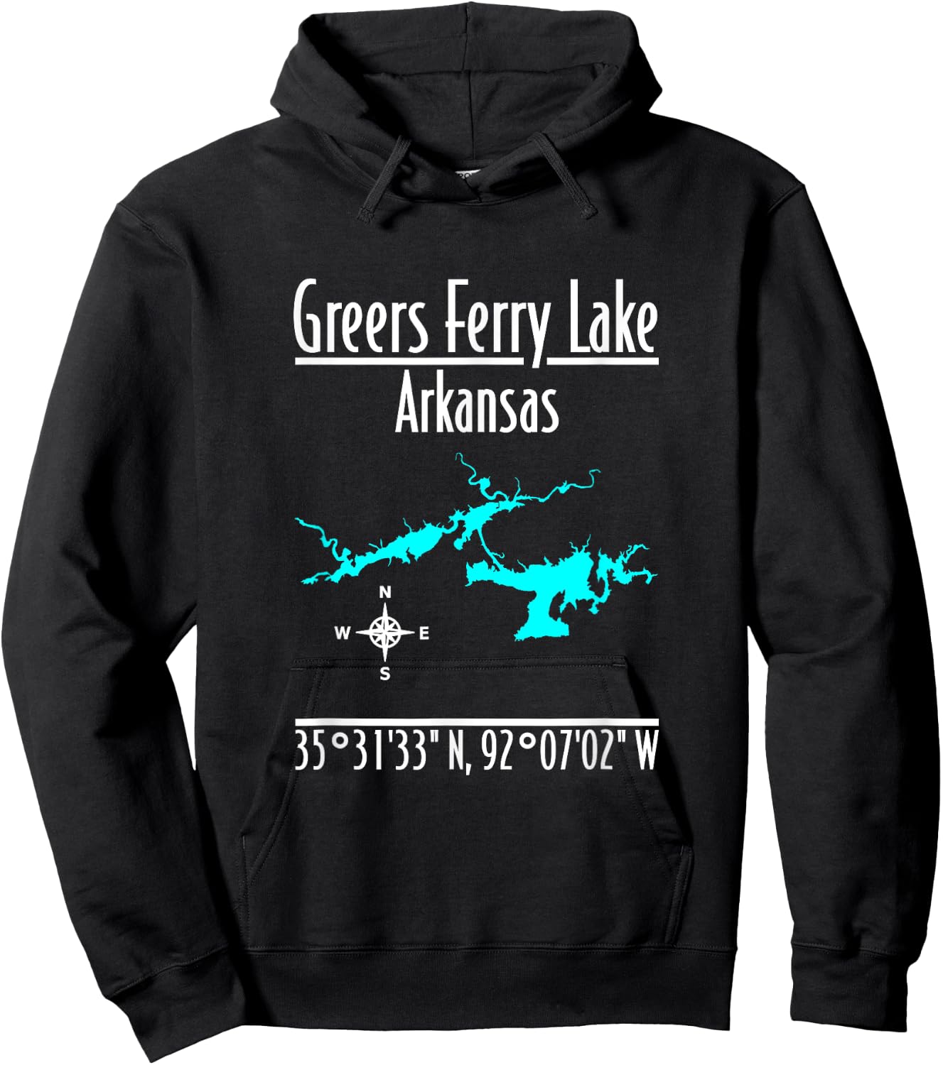 Modern Greers Ferry Lake - Arkansas Hoodie - Hoodie | Black