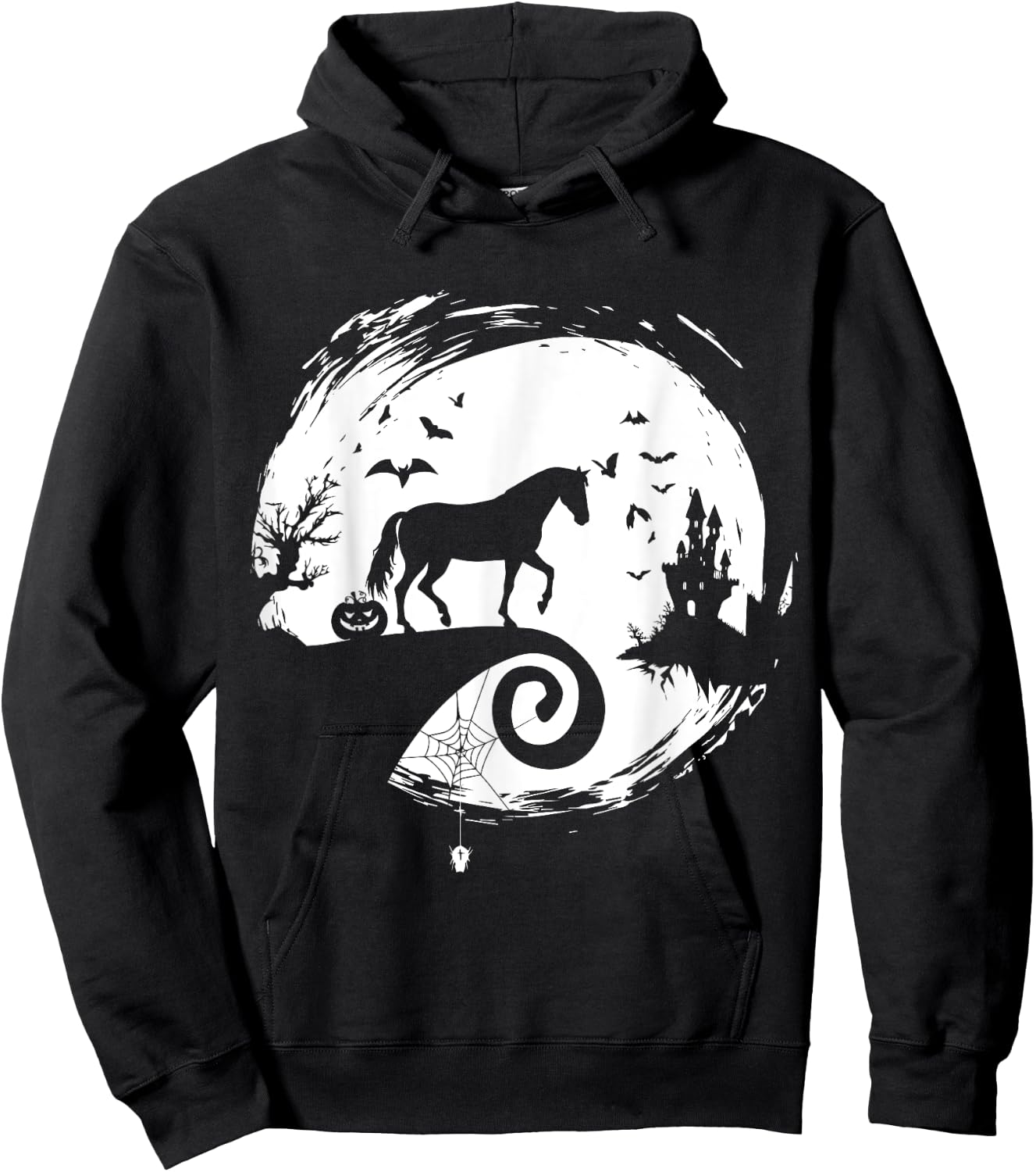 Horse Halloween Costume Moon Silhouette Creepy Horror Hoodie - Hoodie | Black