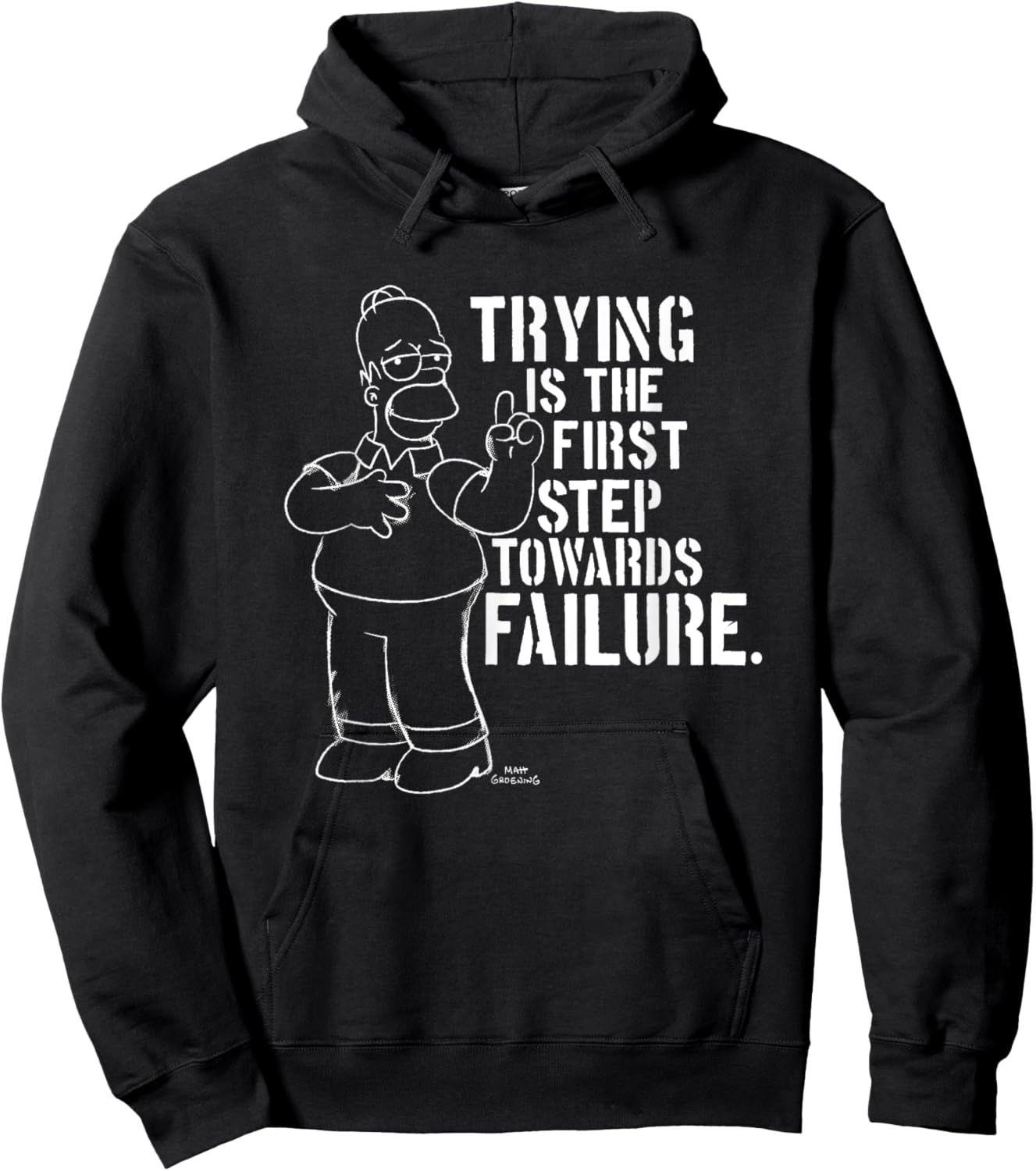 The Simpsons Homer Quote Trying Is The First Step Chest Logo Hoodie - Hoodie | Black