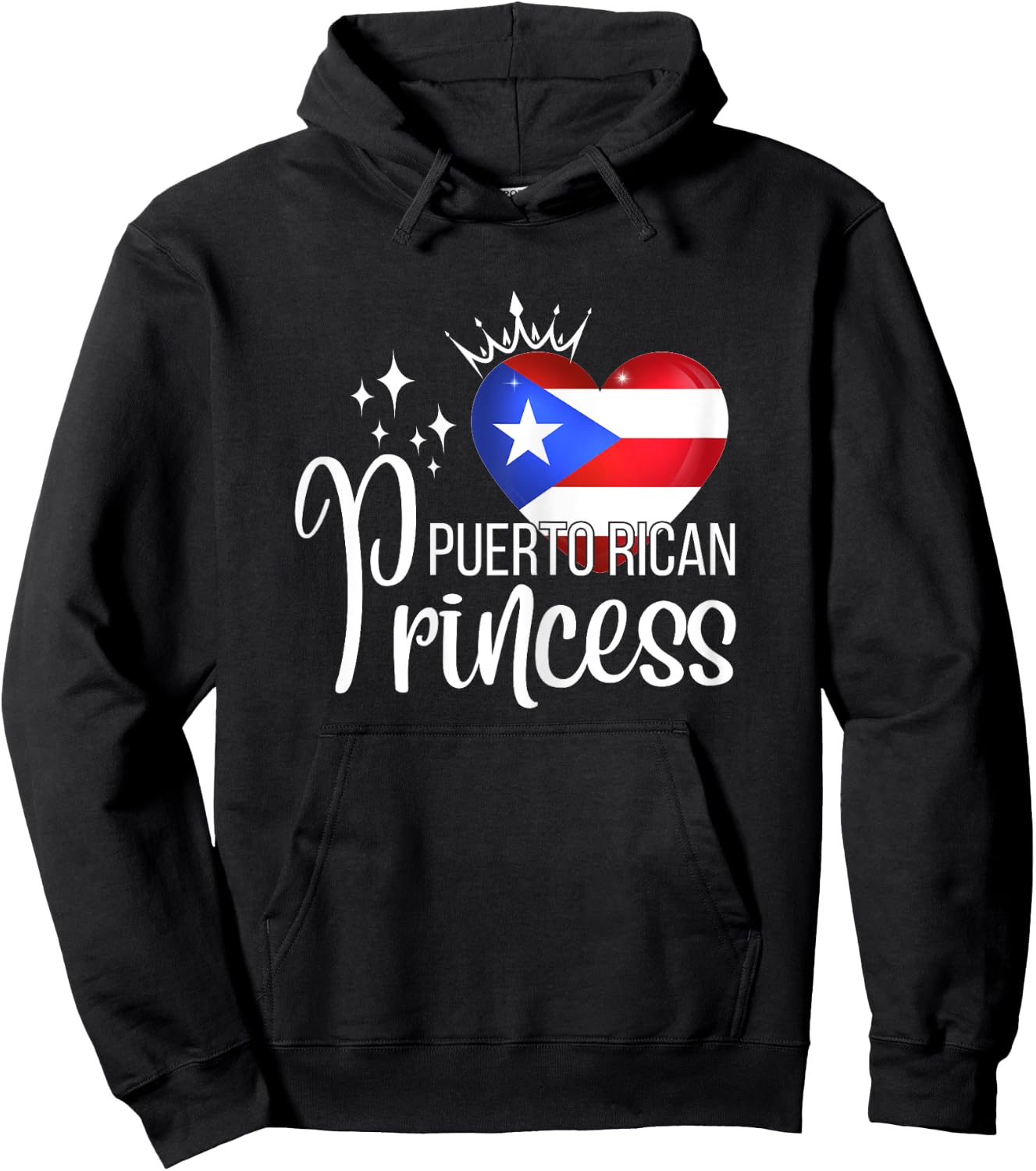 Boricua Flag Co Puerto Rican Princess , Female X-Small, Black Hoodie - Hoodie | Black