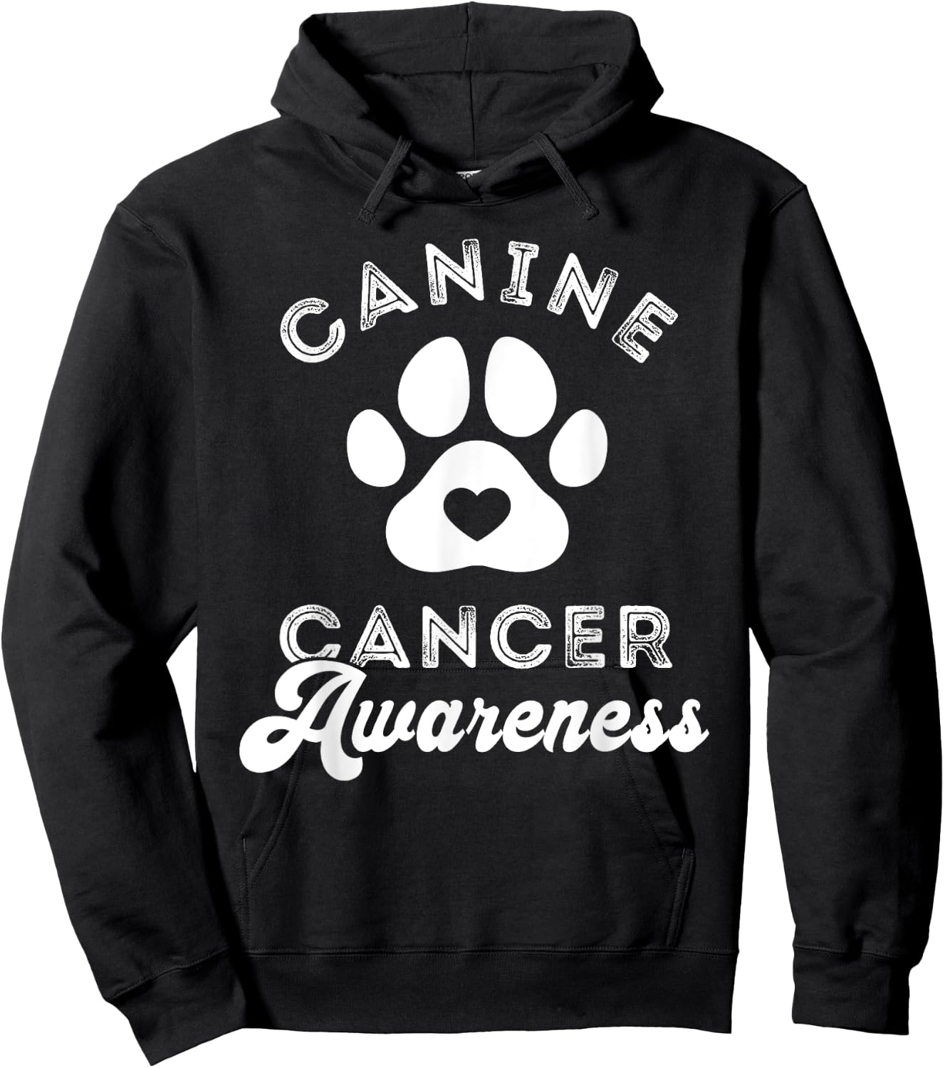 Canine Cancer Awareness Pet Awareness Heart Paw Print Hoodie - Hoodie | Black