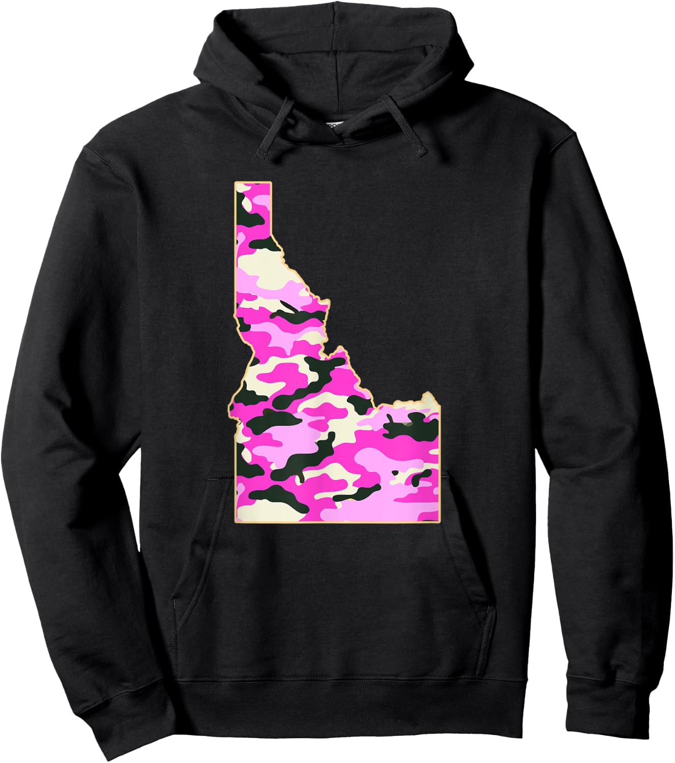 Camo pink IDAHO State Map - Camouflaged map of Idaho ID Hoodie - Hoodie | Black
