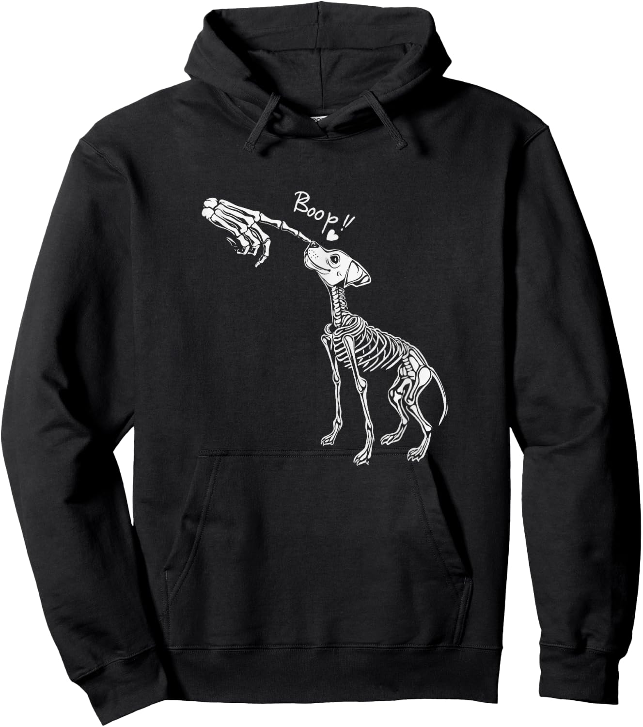 Funny Dog Skeleton Hand Boop Halloween Puppy Dog Hoodie - Hoodie | Black