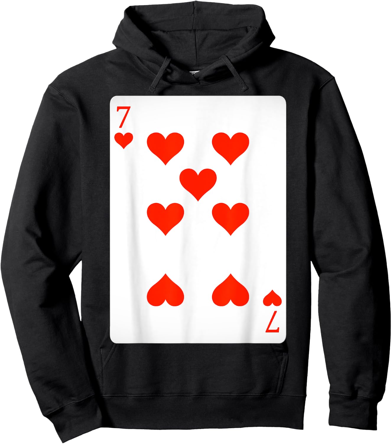 7 Seven of Hearts Playing Cards Shirt Easy Halloween Costume Hoodie - Hoodie | Black