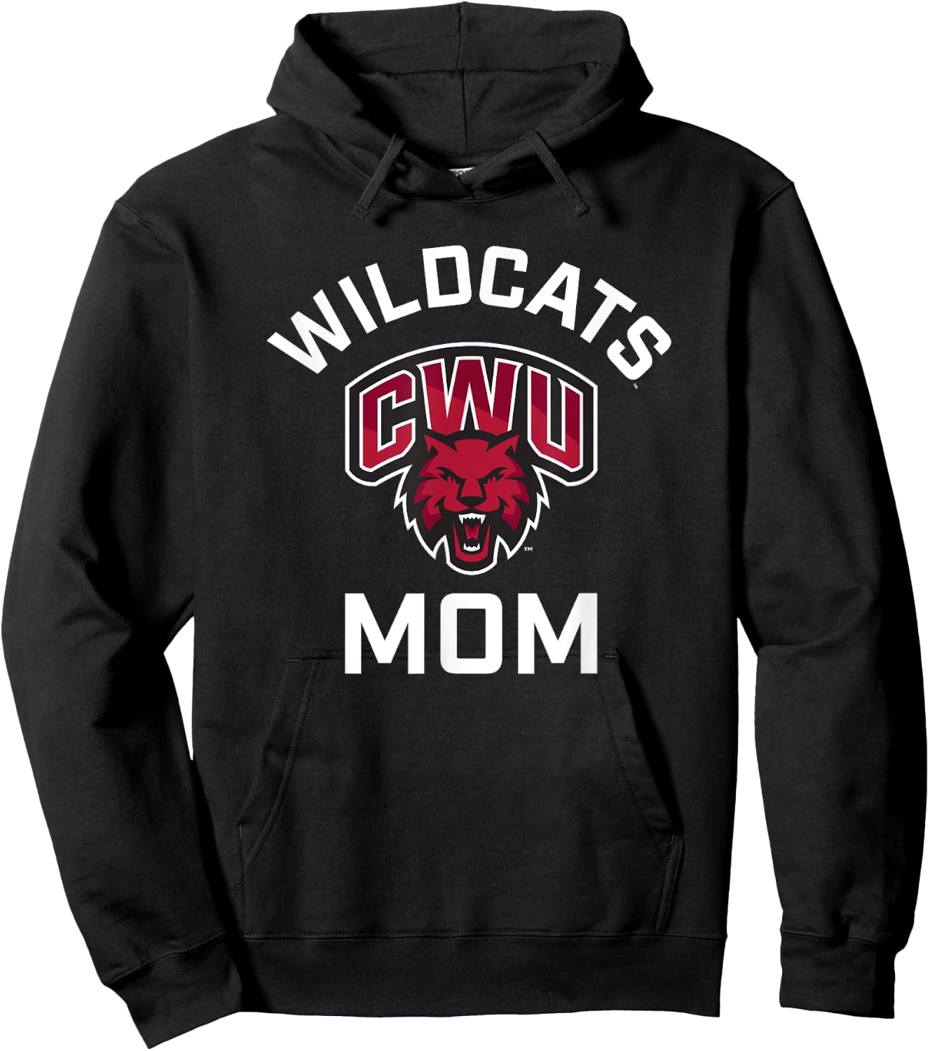 Central Washington University Wildcats Arched Mom Hoodie - Hoodie | Black