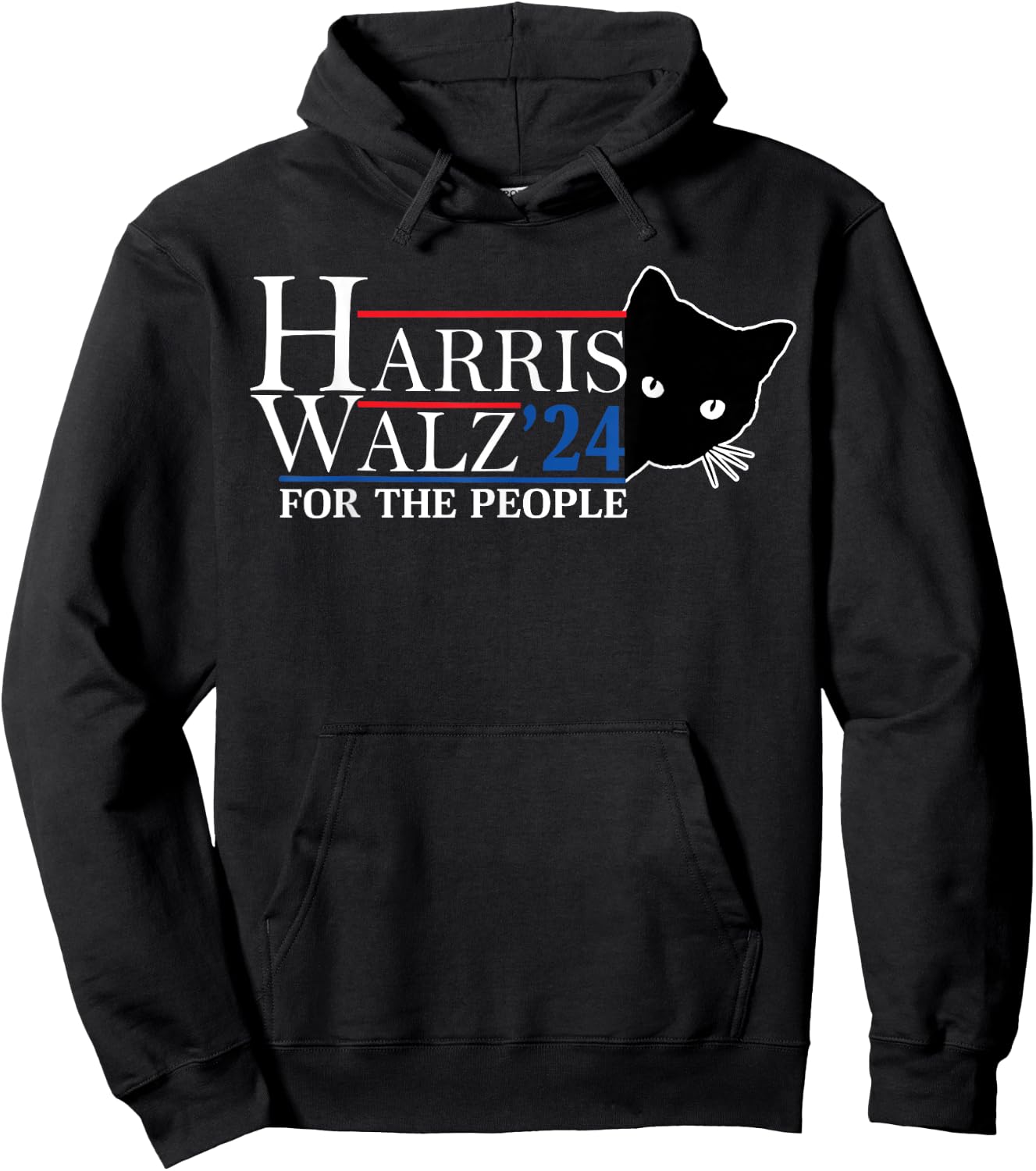 Harris Waltz 2024 For The People Cat Lady Kamala Harris 2024 Hoodie - Hoodie | Black