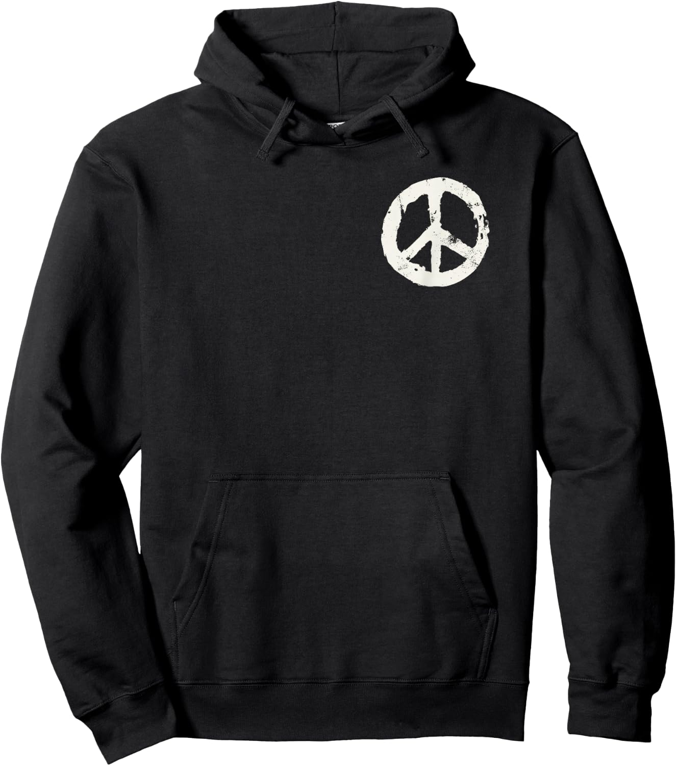 Hippie Hippie symbol print on pocket Gift Hoodie - Hoodie | Black