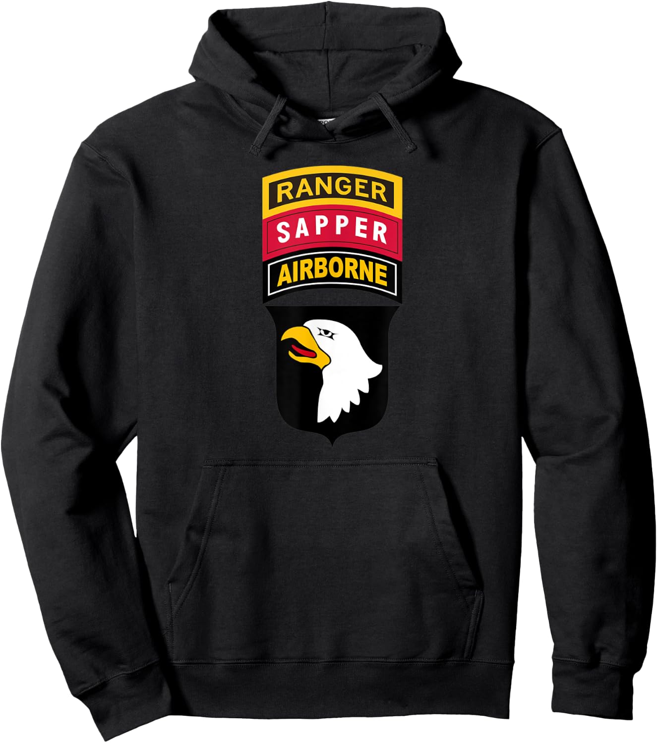101st Airborne Shirt - Airborne Ranger Sapper - Center Hoodie - Hoodie | Black