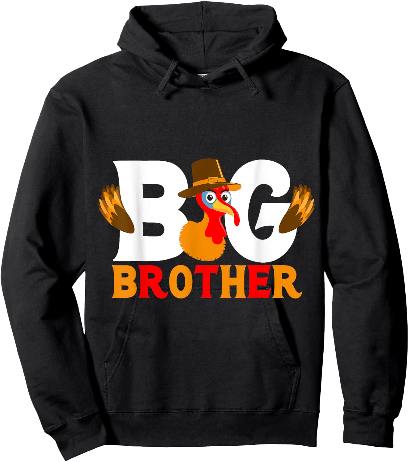 Big Brother Thanksgiving Baby Cute Turkey Kids Toddlers Hoodie - Hoodie | Black