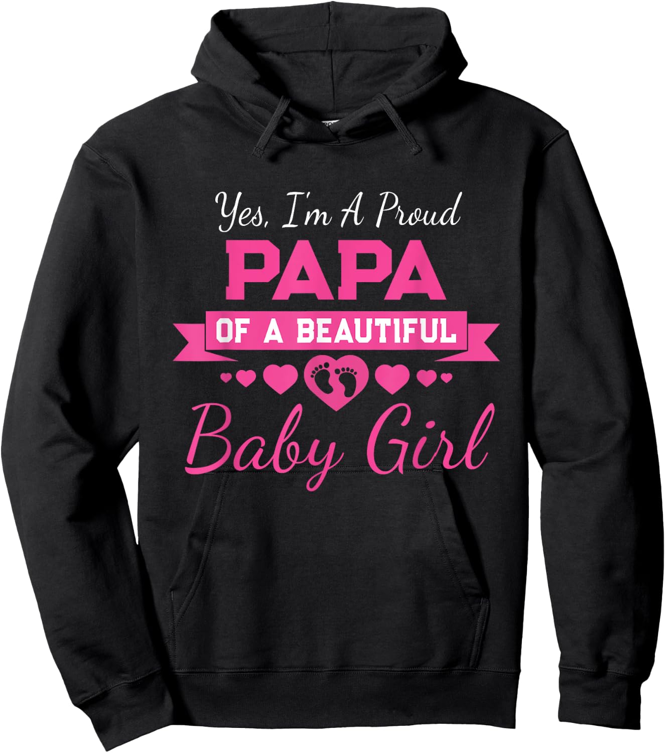 New Baby Announcement Proud Girl Grandpa Proud Papa Hoodie - Hoodie | Black