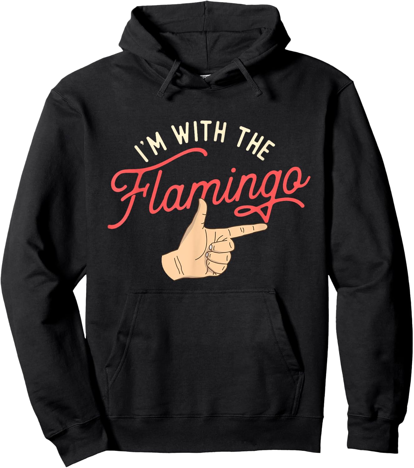 I'm With The Flamingo - Cute Flamingo Husband Wife Partner Hoodie - Hoodie | Black