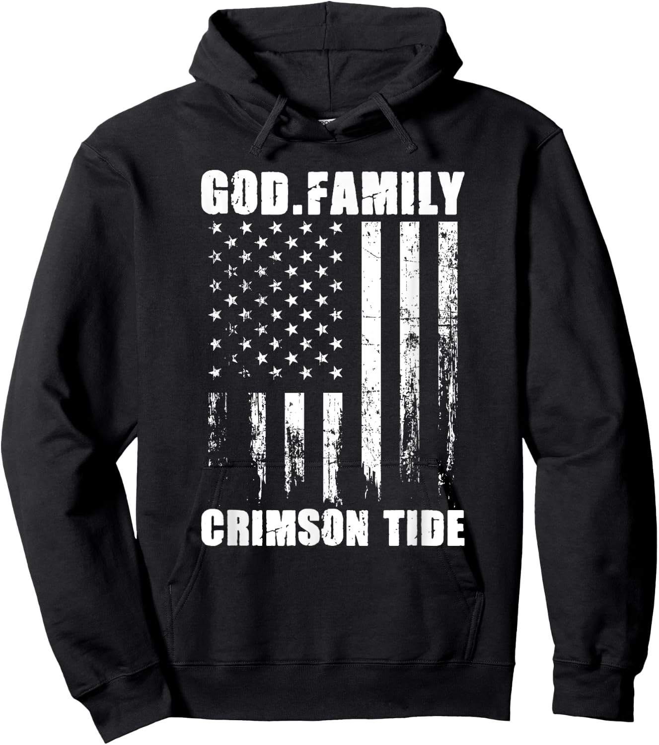 God. Family. Crimson Tide. Vintage USA Flag Hoodie - Hoodie | Black