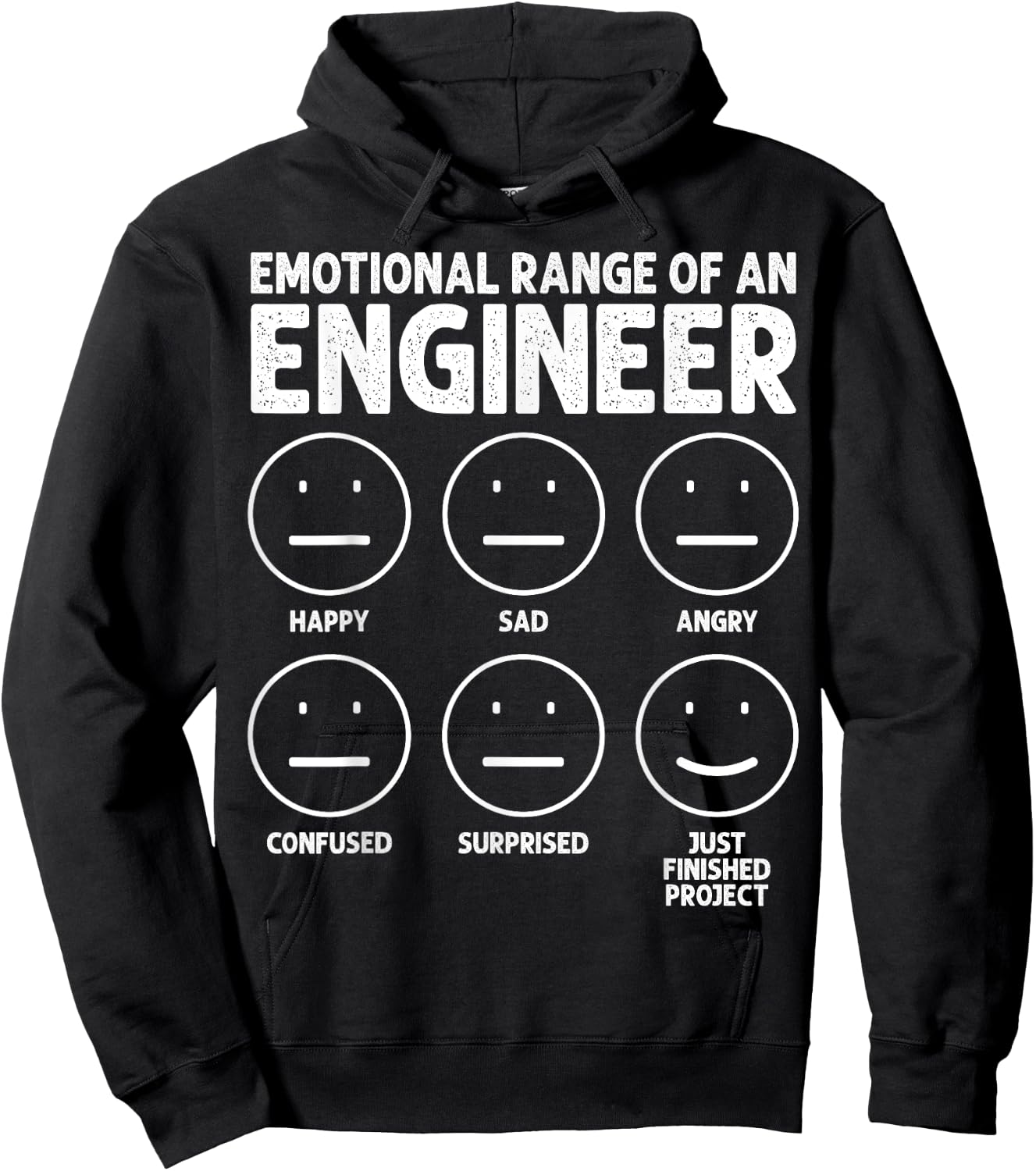 Funny Engineering Emotional Range Of An Engineer , Small, Black Hoodie - Hoodie | Black