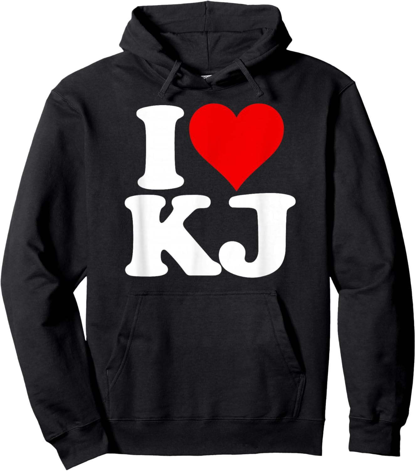 I Love Heart Kj K J Initials Name Nickname on a Hoodie - Hoodie | Black