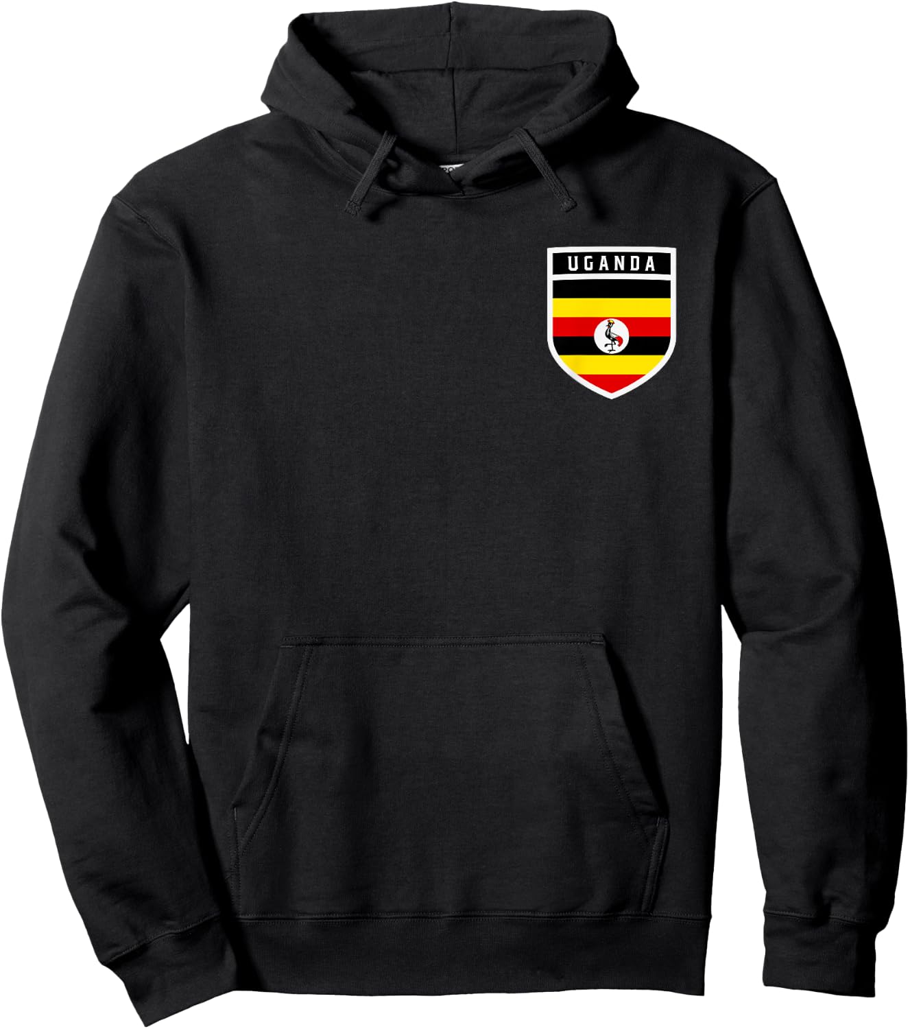 Ugandan Flag Shield Classic Pocket Badge Style Hoodie - Hoodie | Black