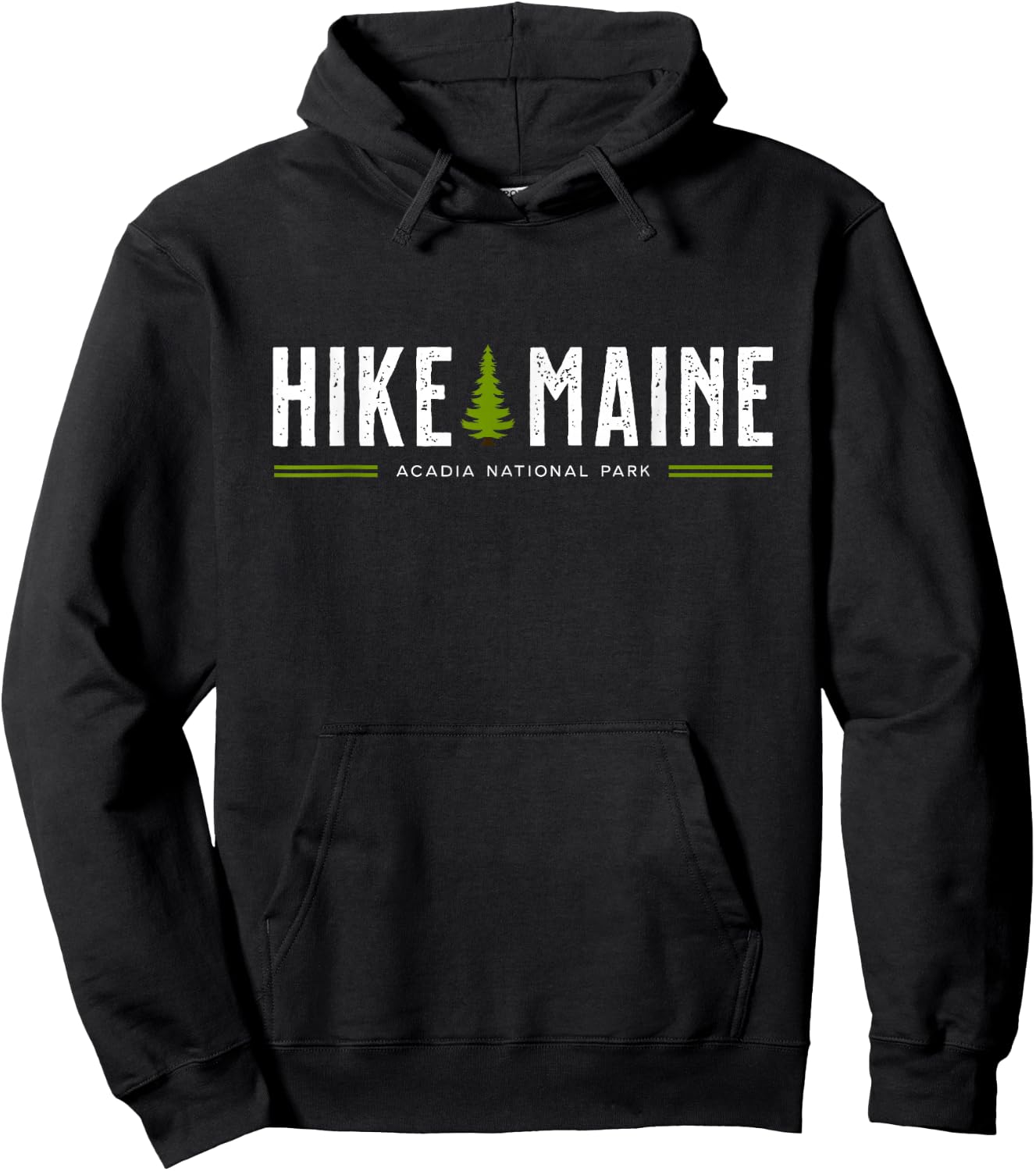 Maine Acadia National Park Hike Tree Retro Graphic Hoodie - Hoodie | Black