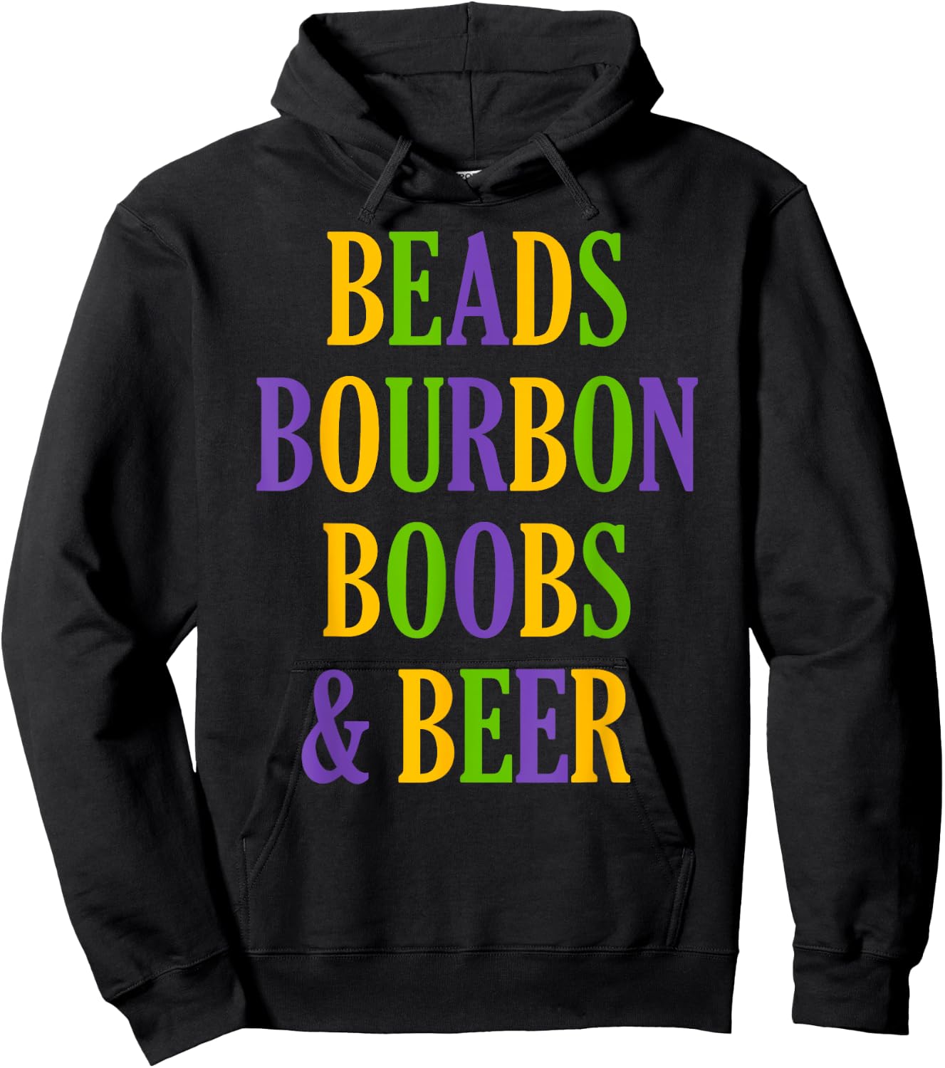 Beads Boobs and Beer Mardis Gras Fat Tuesday Hoodie - Hoodie | Black