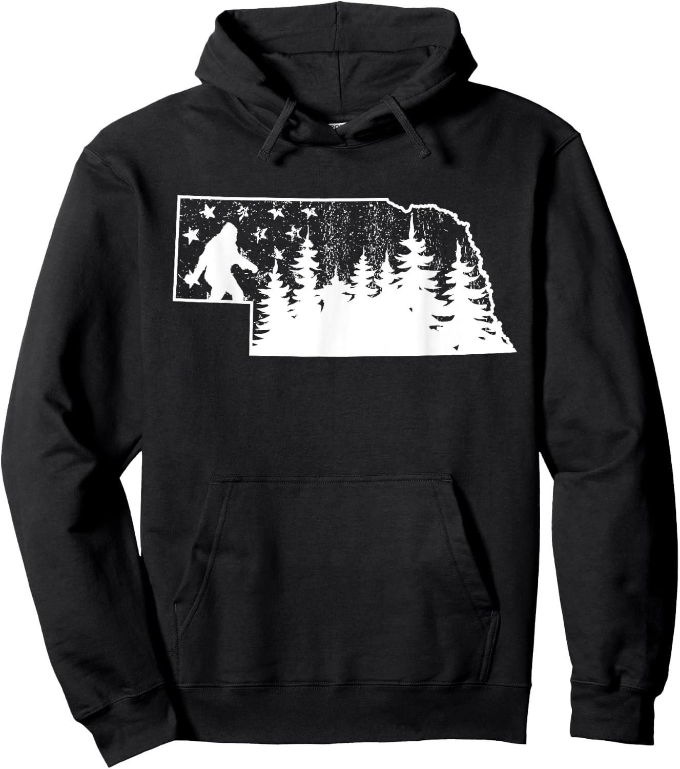 Nebraska Bigfoot American Flag Sasquatch Usa Flag Nebraska Hoodie - Hoodie | Black