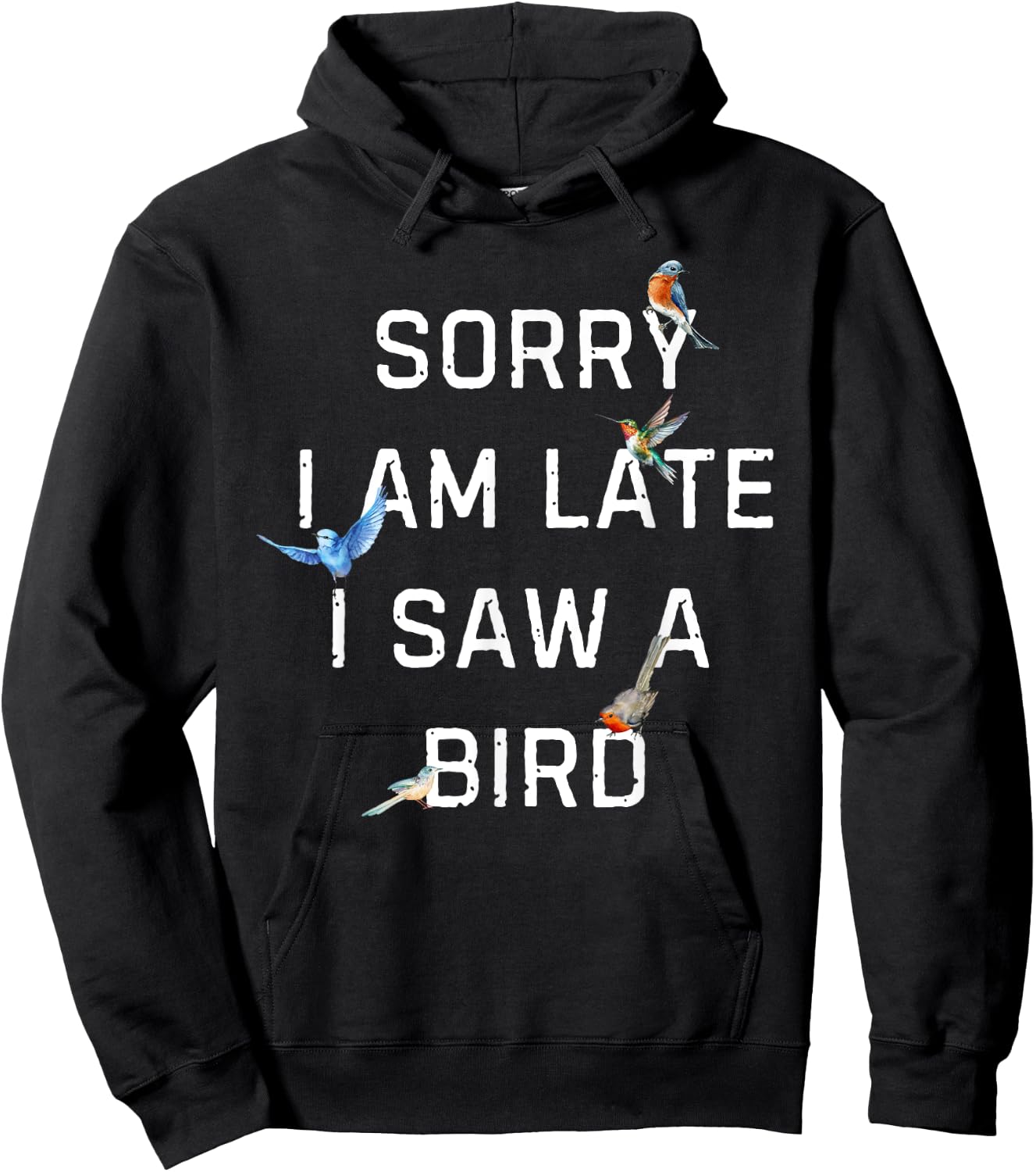 Sorry I Am Late I Saw a Bird Funny Birdwatching Hoodie - Hoodie | Black