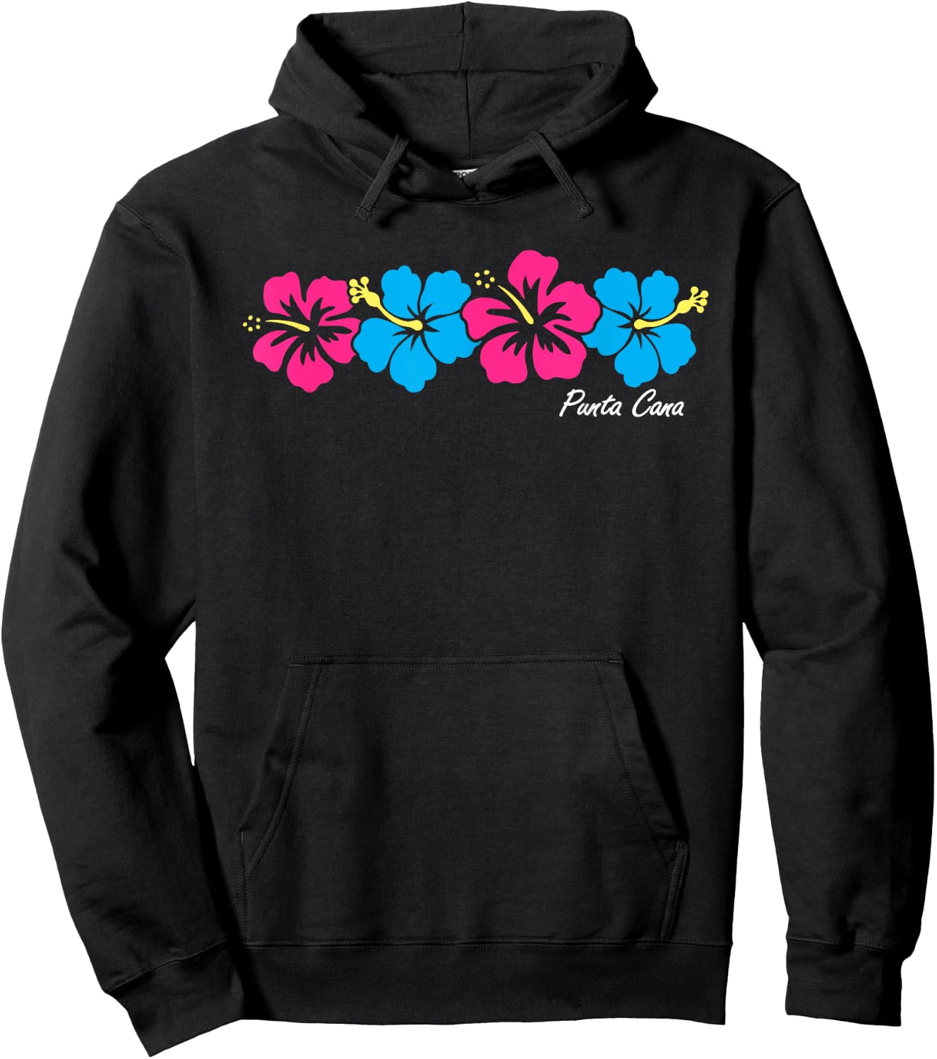 Punta Cana Hibiscus Flower Boys Girls Vacation Souvenir Hoodie - Hoodie | Black