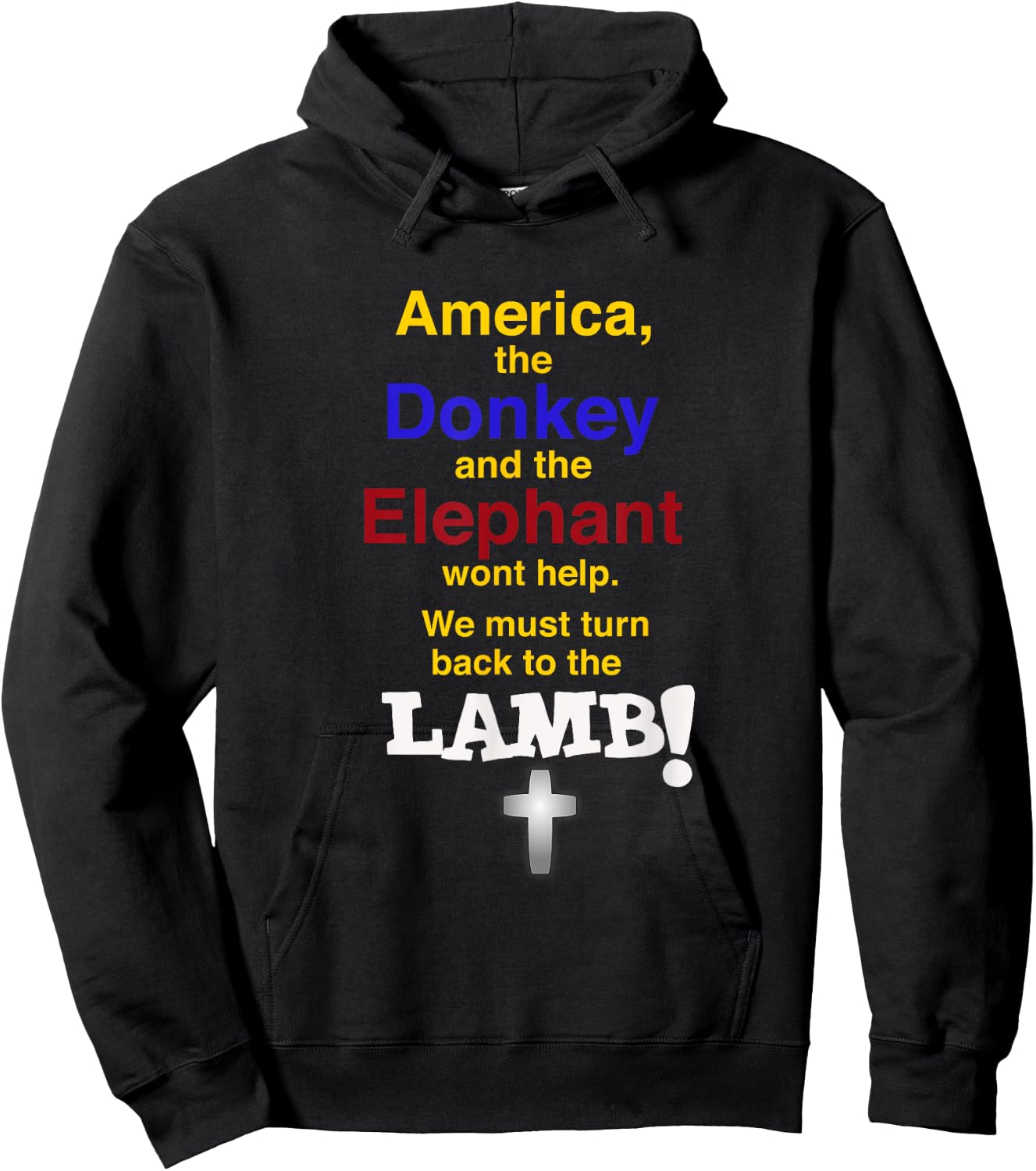 Elephant (Republican) and Donkey (Democrat) Lamb (Christian) Hoodie - Hoodie | Black