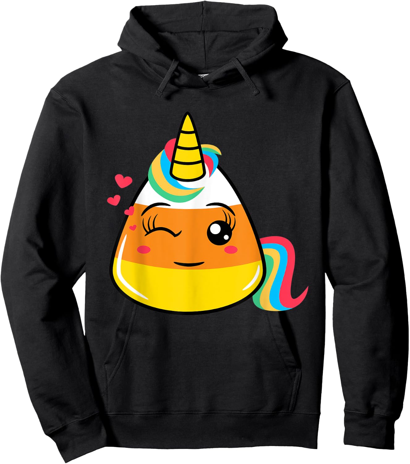 Halloween Candy Corn Unicorn Funny Men Women Kids Gifts Hoodie - Hoodie | Black