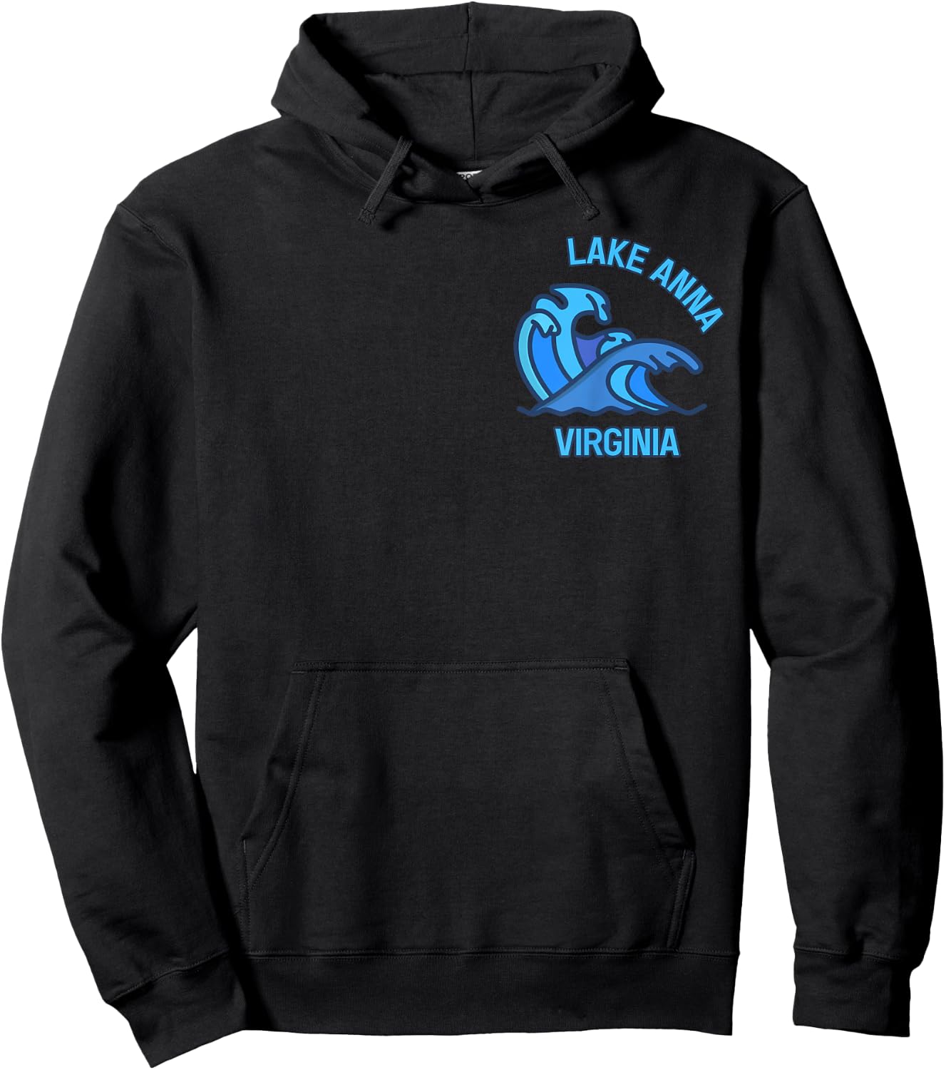 Graphic Lake Anna Virginia Pocket Wave Souvenir Hoodie - Hoodie | Black