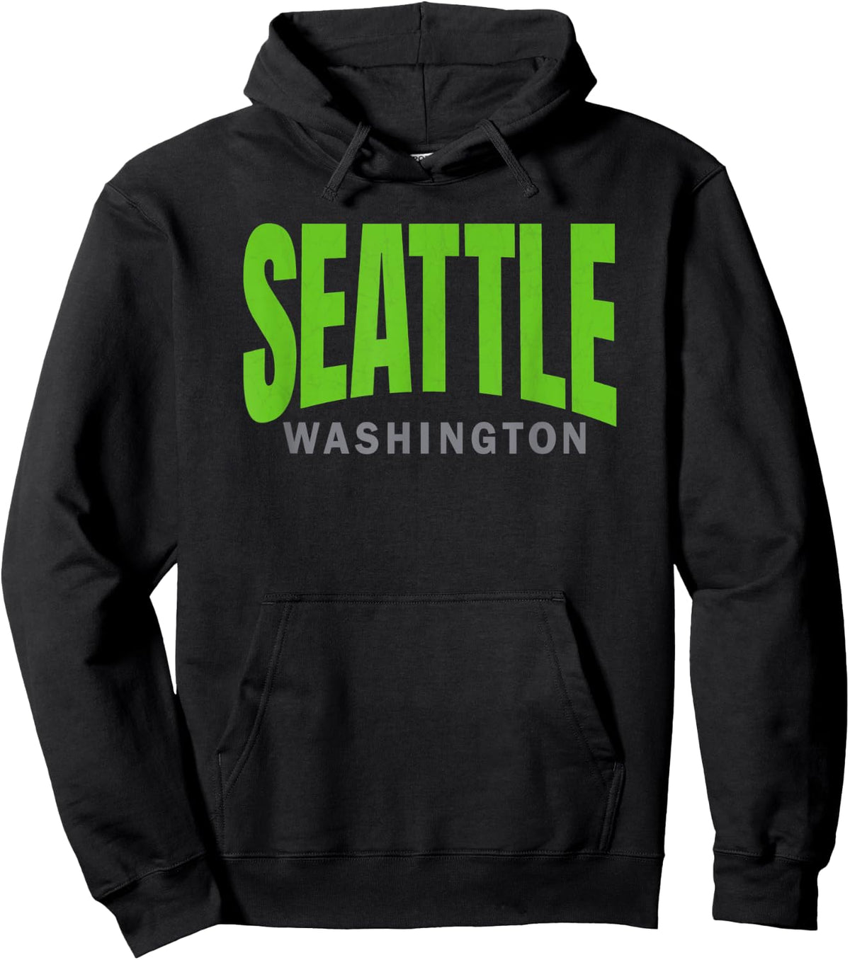 Bright-Green Seattle Arc Cuved Seattle Lime-Green Classic Hoodie - Hoodie | Black