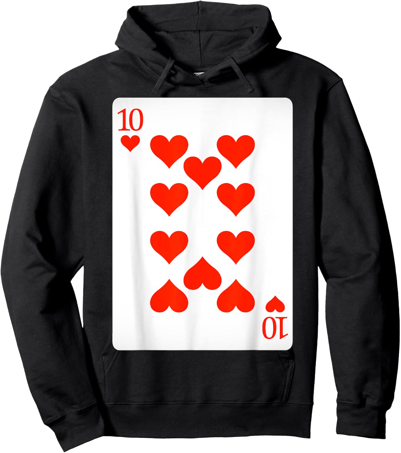 10 Ten of Hearts Playing Cards Shirt Easy Halloween Costume Hoodie - Hoodie | Black